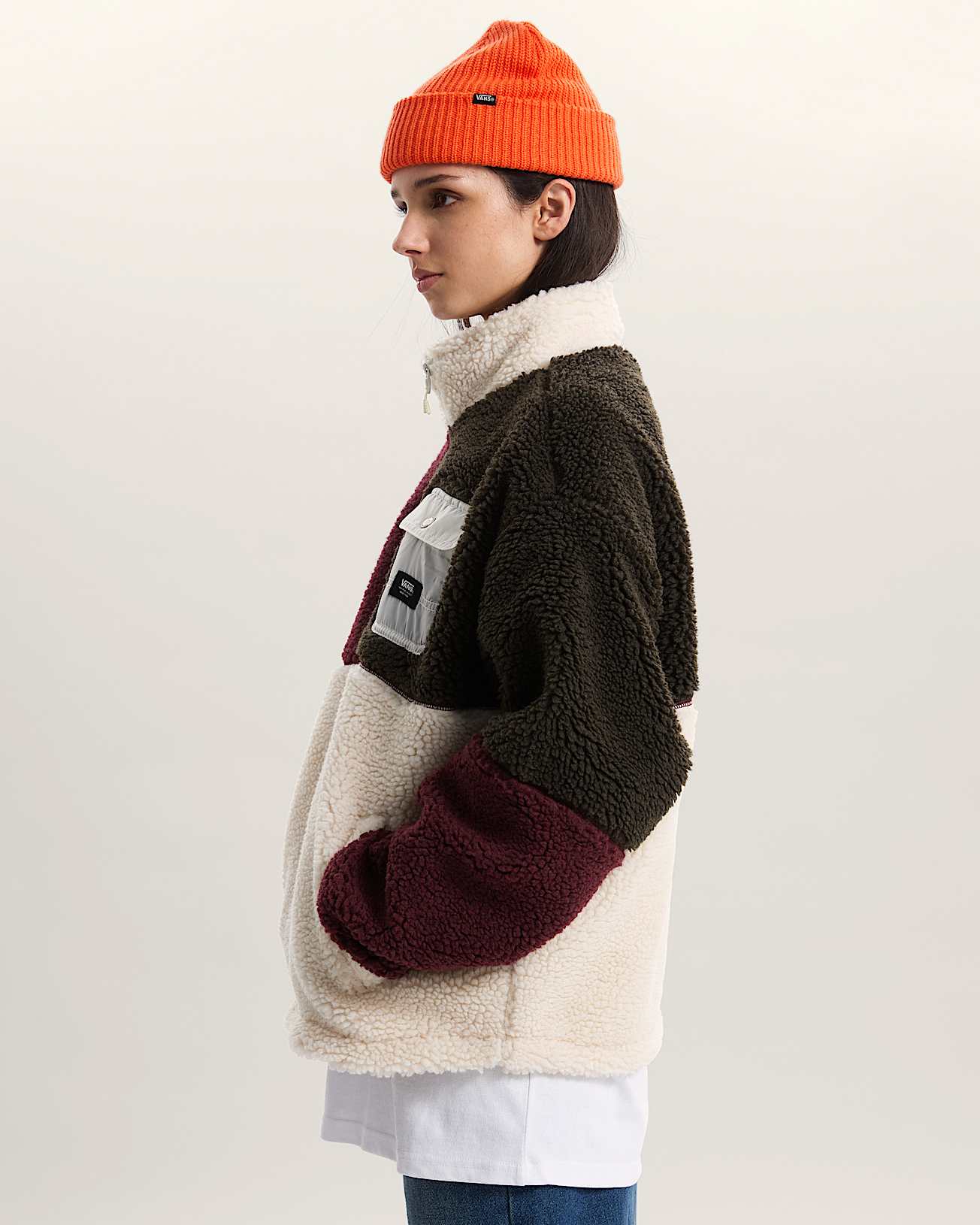 Chaqueta con cremallera integral y bloques de color Wren VANS Burdeos ALT4