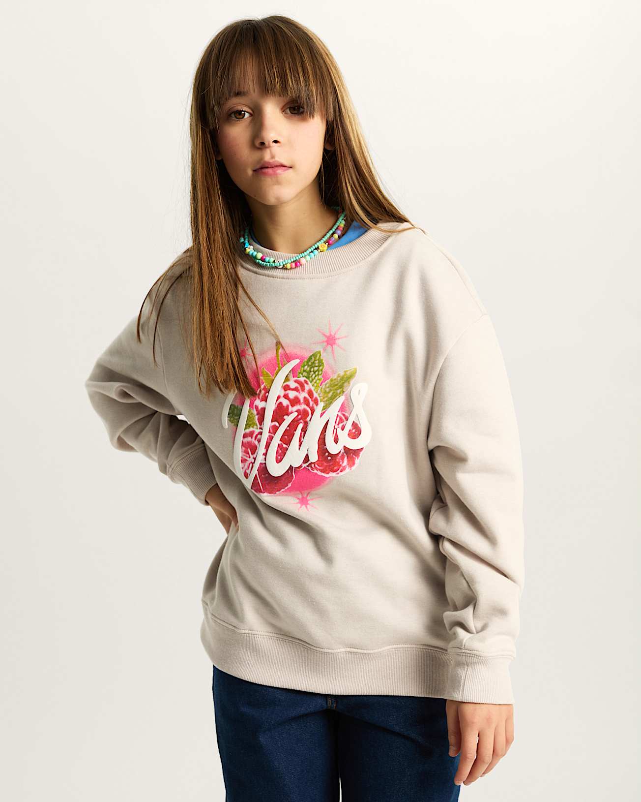 Kids Berry Pop Pullover Hoodie 814 Years VANS Beige ALT2