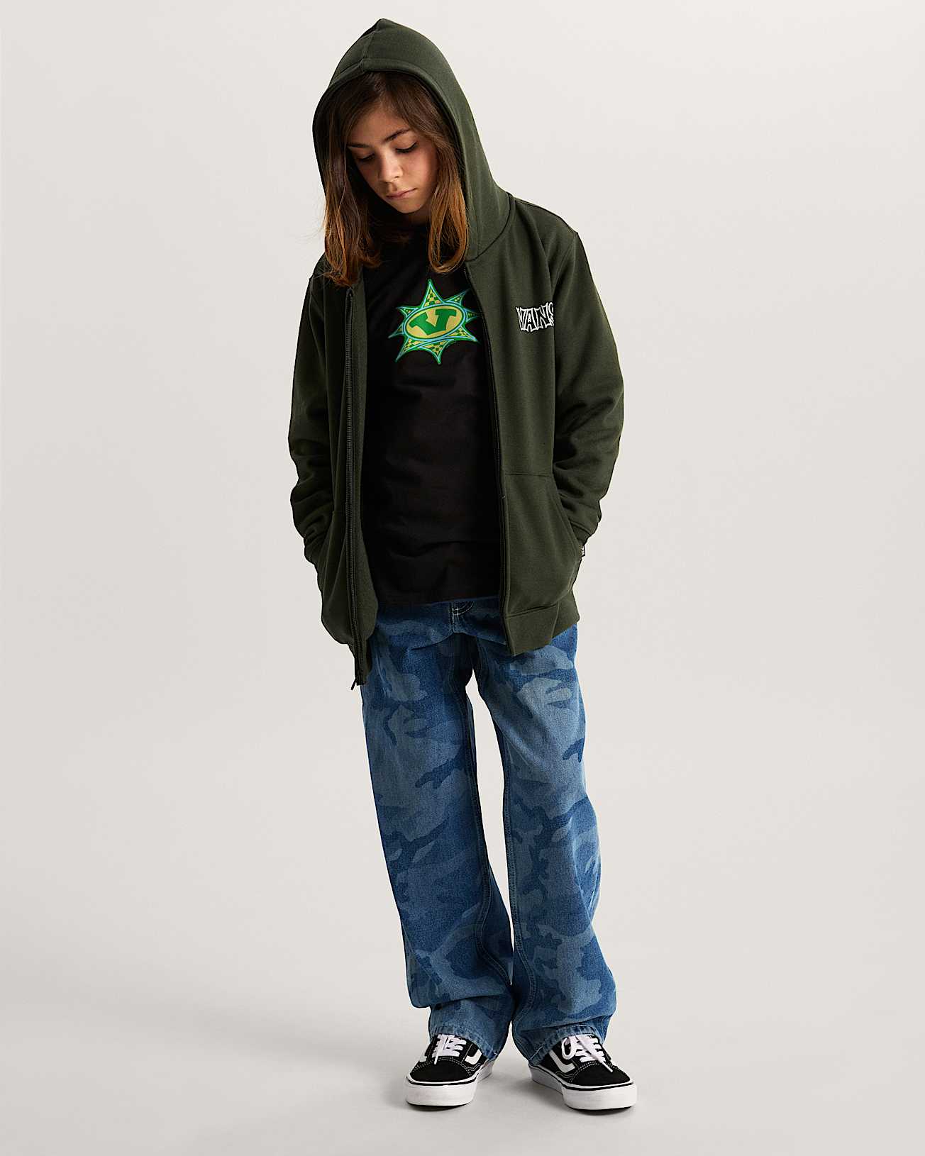 Sweat  capuche zipp Classified Enfant 814 ans VANS Vert ALT5