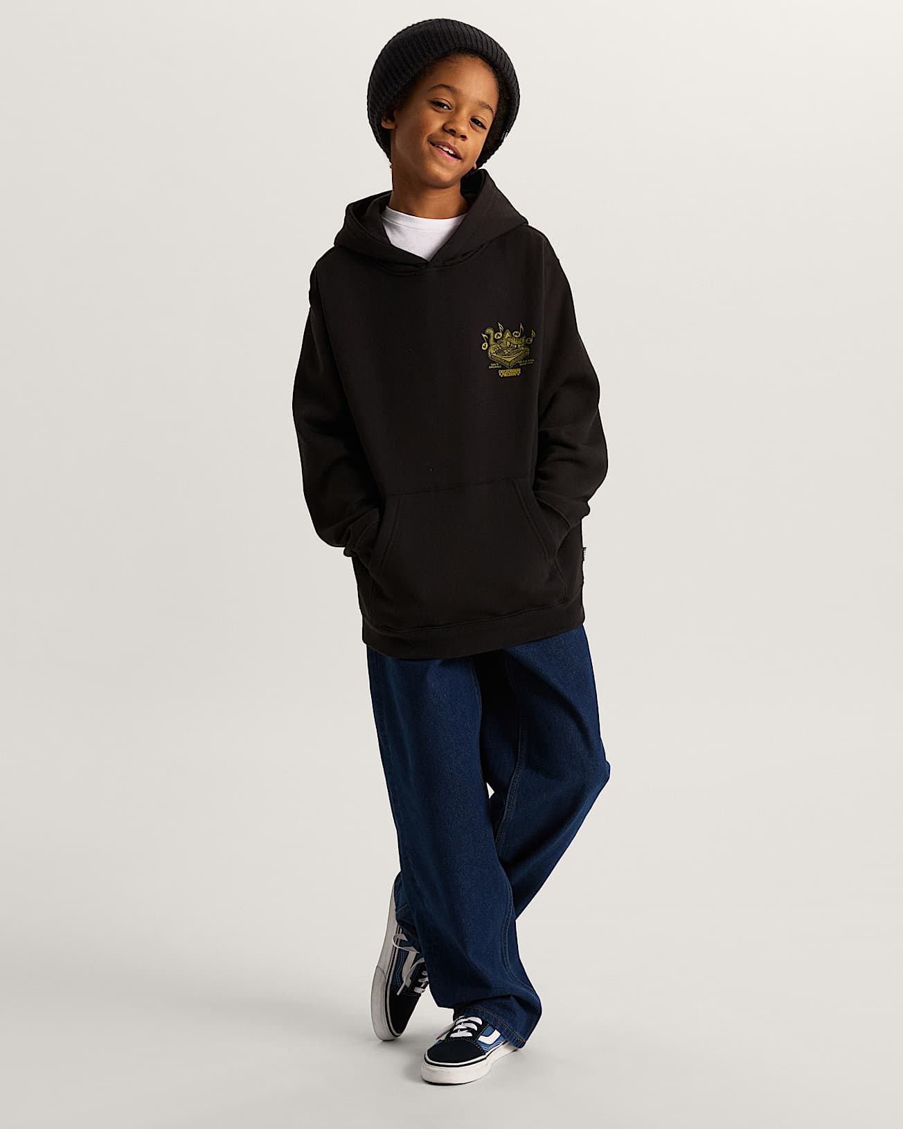 Sweat  capuche Scratched Records Enfant 814 ans VANS Noir ALT5