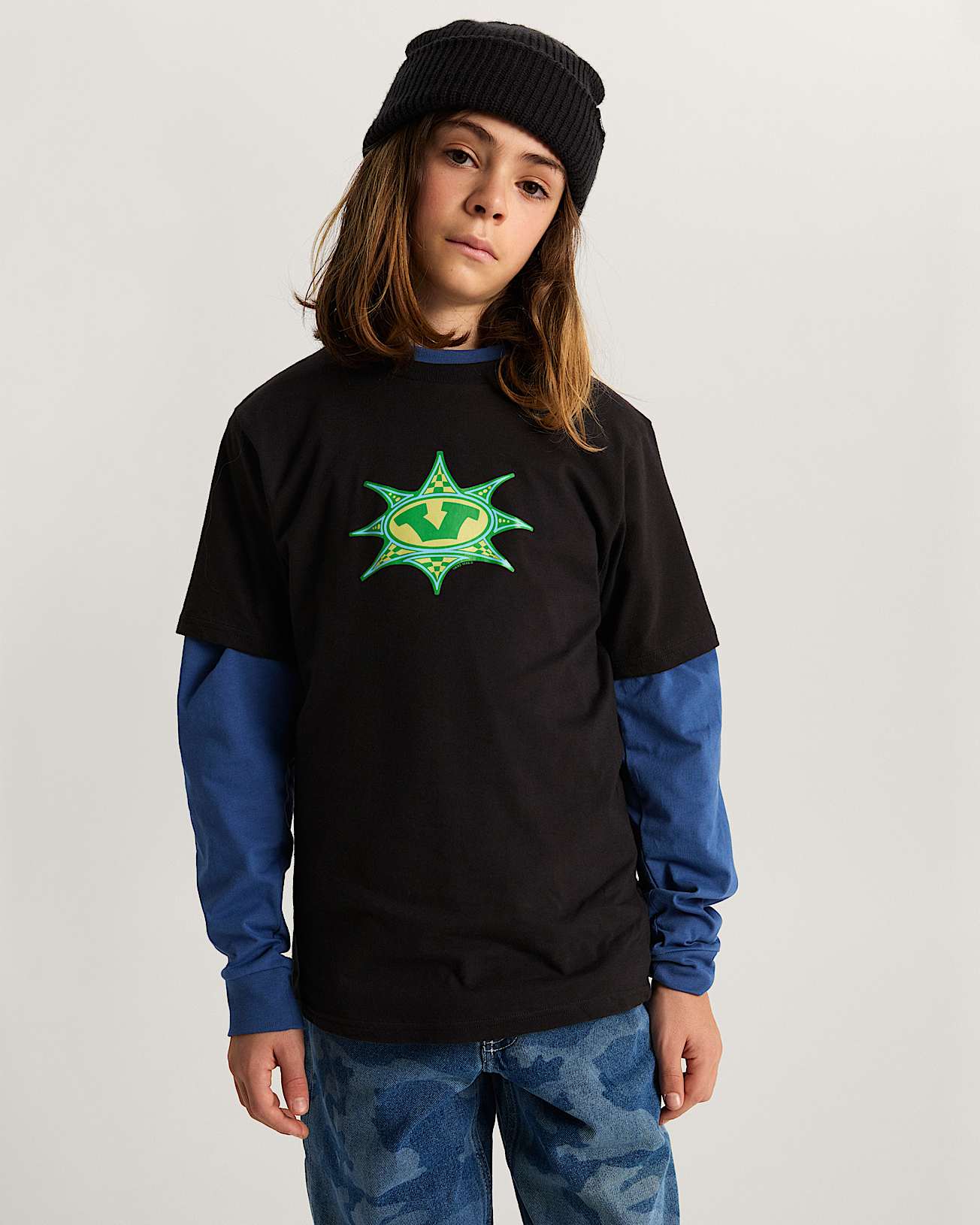 Kids Star Checker TShirt 814 years VANS Black ALT2