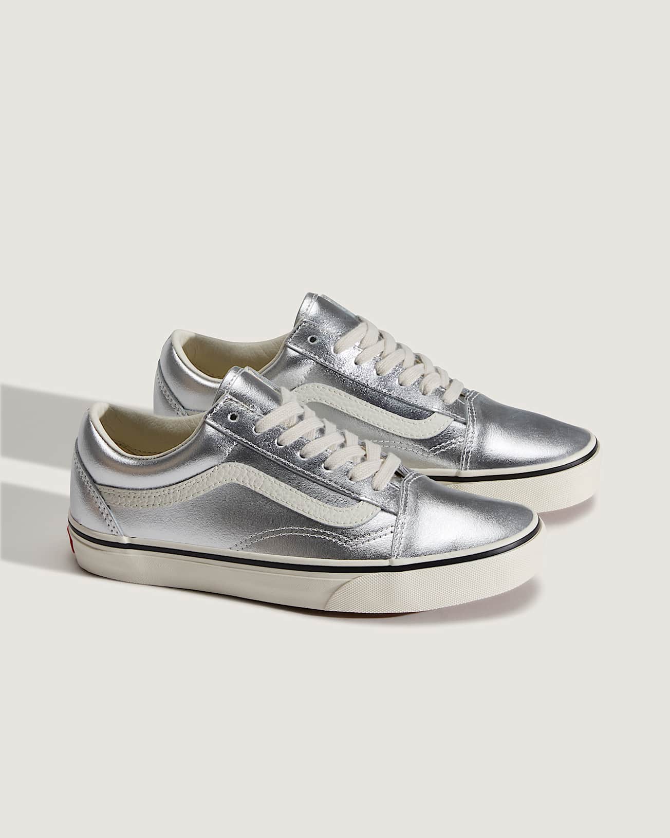 Old Skool LEATHER METALLIC SILVER VANS Silver ALT1