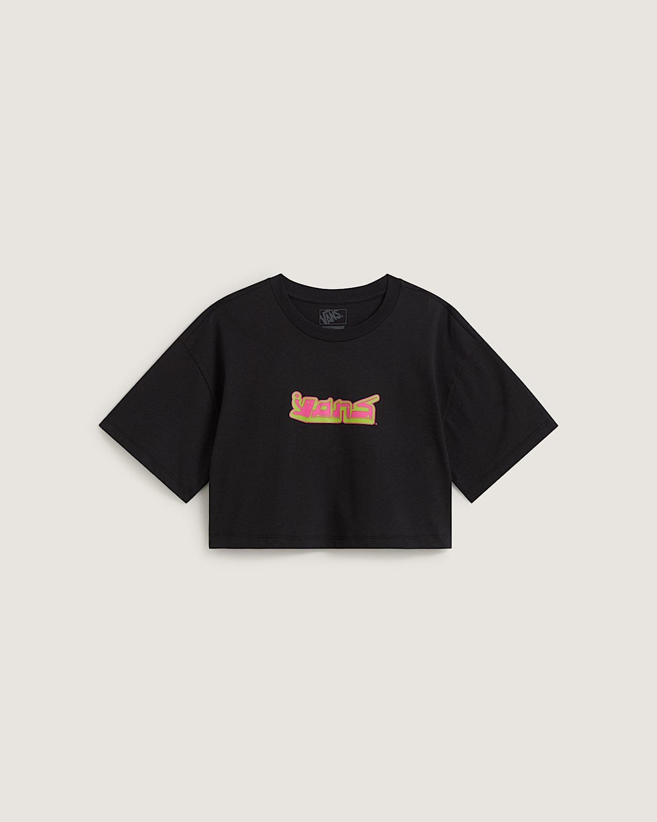 Y2K Boho Relax Crop TShirt VANS Black HERO