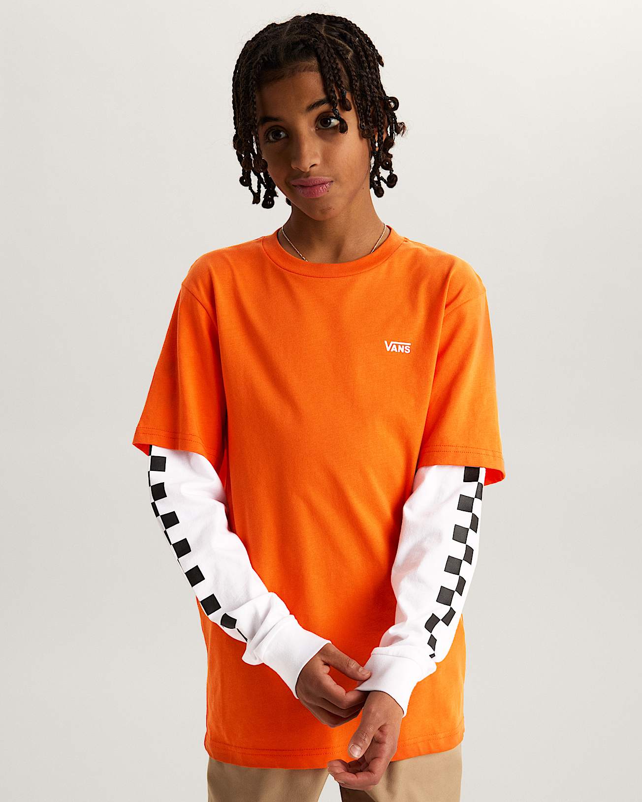 LONG CHECK TWOFER TShirt 814 Years VANS Orange ALT2