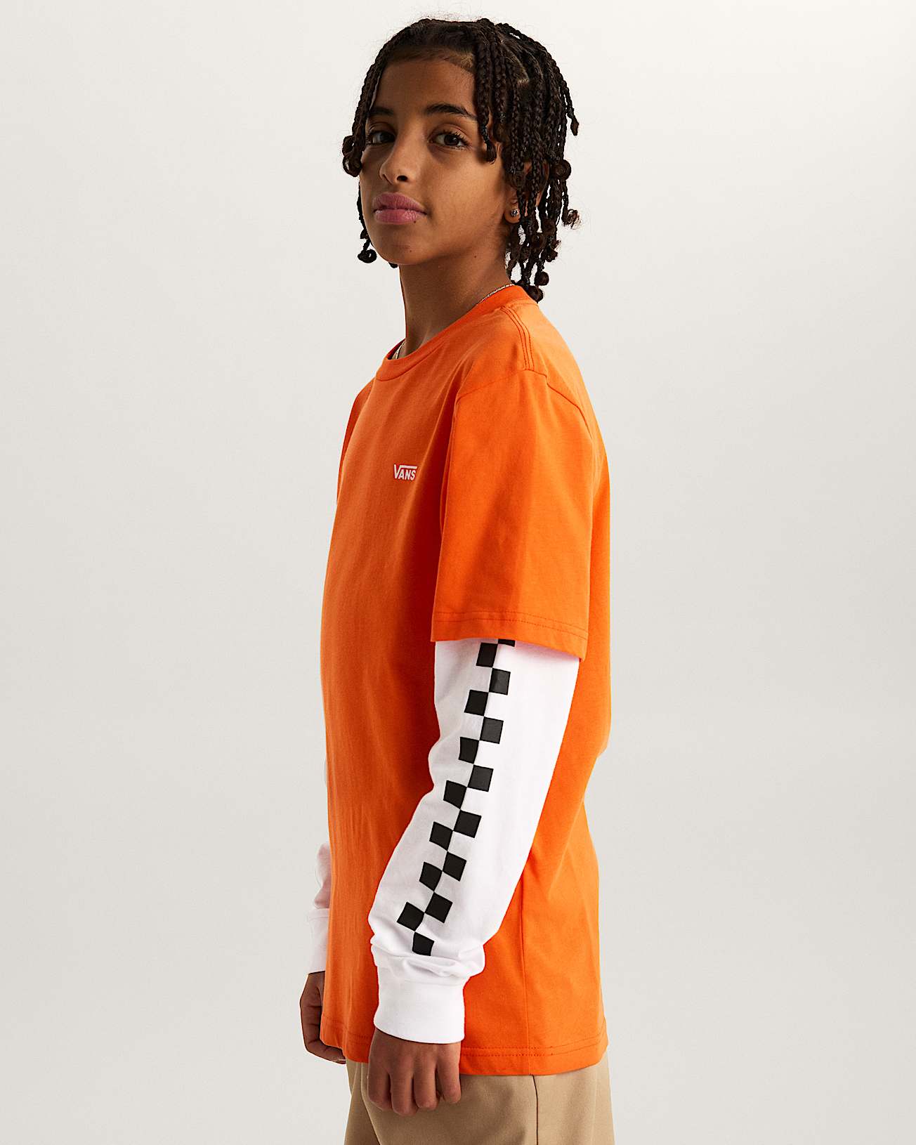 LONG CHECK TWOFER TShirt 814 Years VANS Orange ALT4