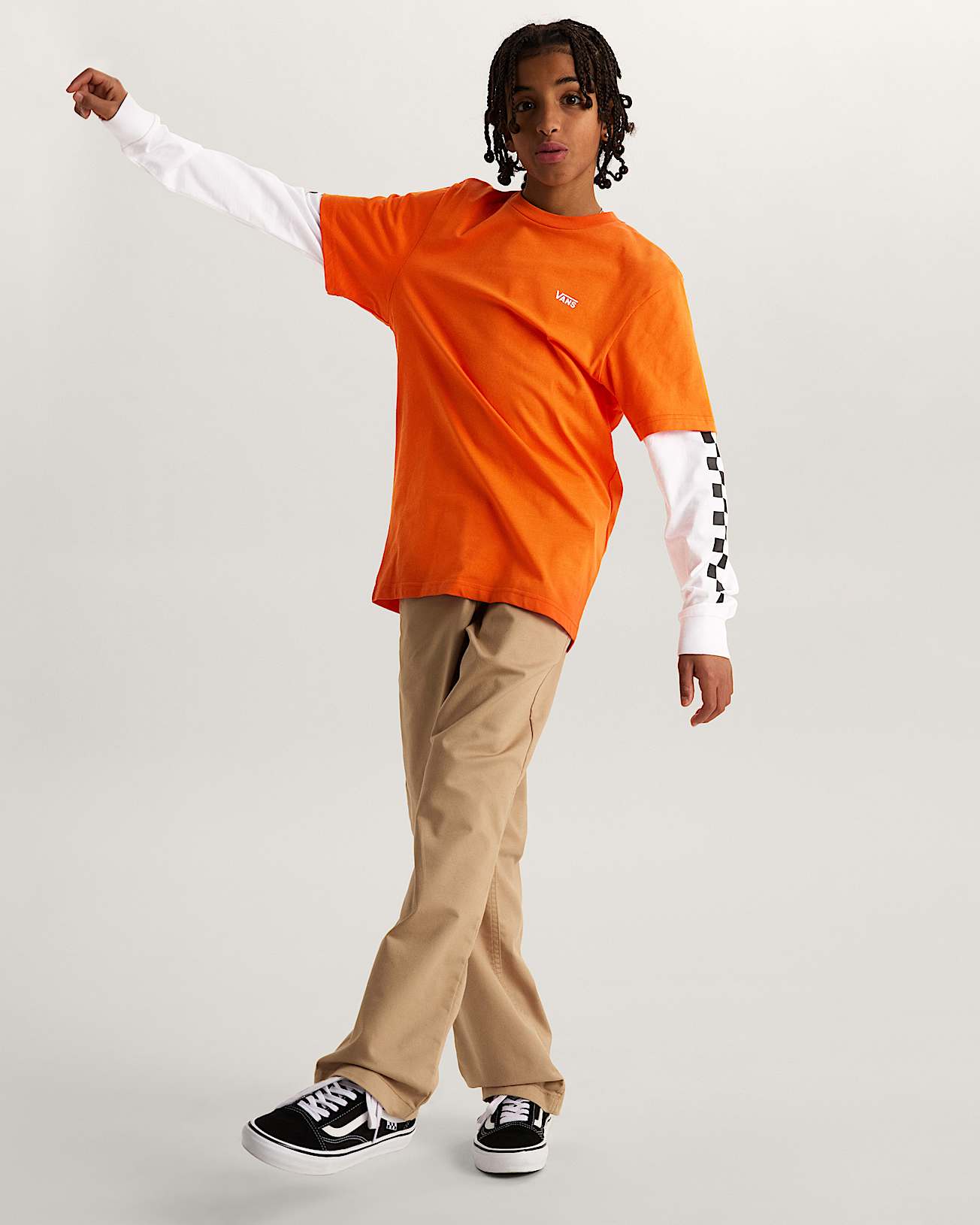 LONG CHECK TWOFER TShirt 814 Years VANS Orange ALT5