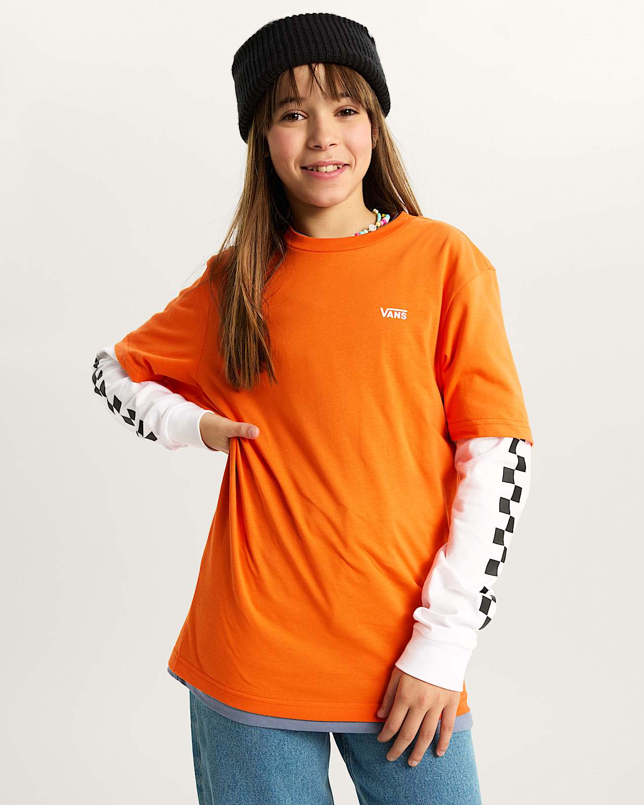 LONG CHECK TWOFER TShirt 814 Years VANS Orange ALT6