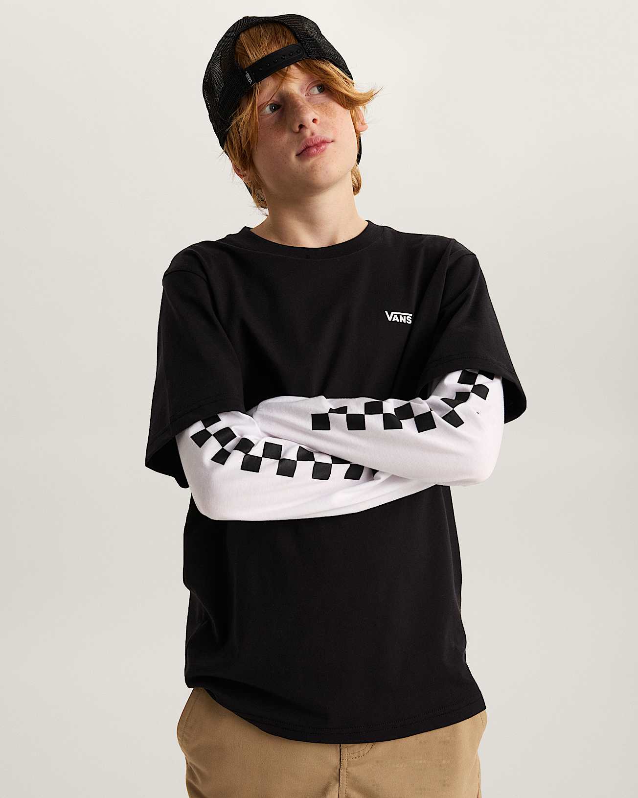 LONG CHECK TWOFER TShirt 814 Years VANS Black ALT2