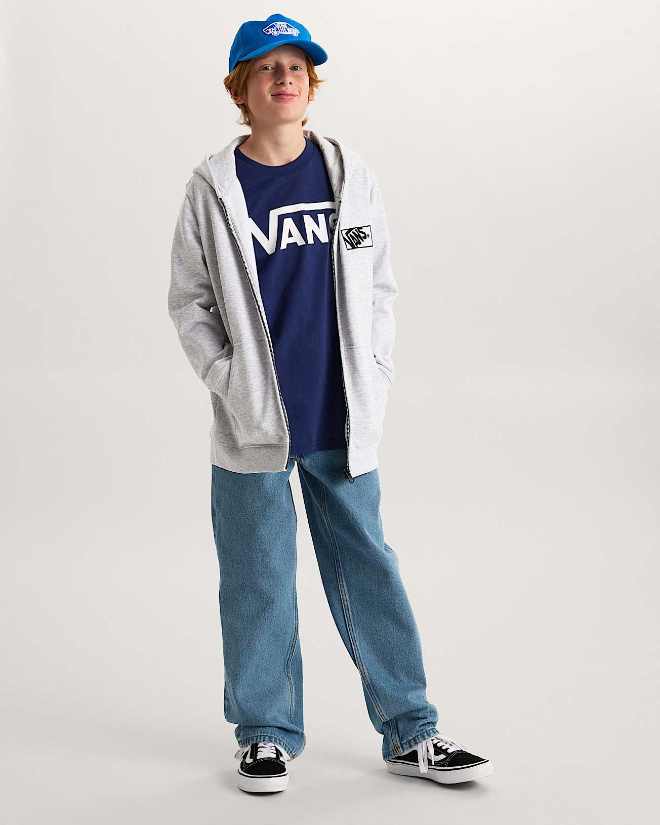 Sweat  capuche zipp By Blocked Box Enfant 814 ans VANS Gris ALT5