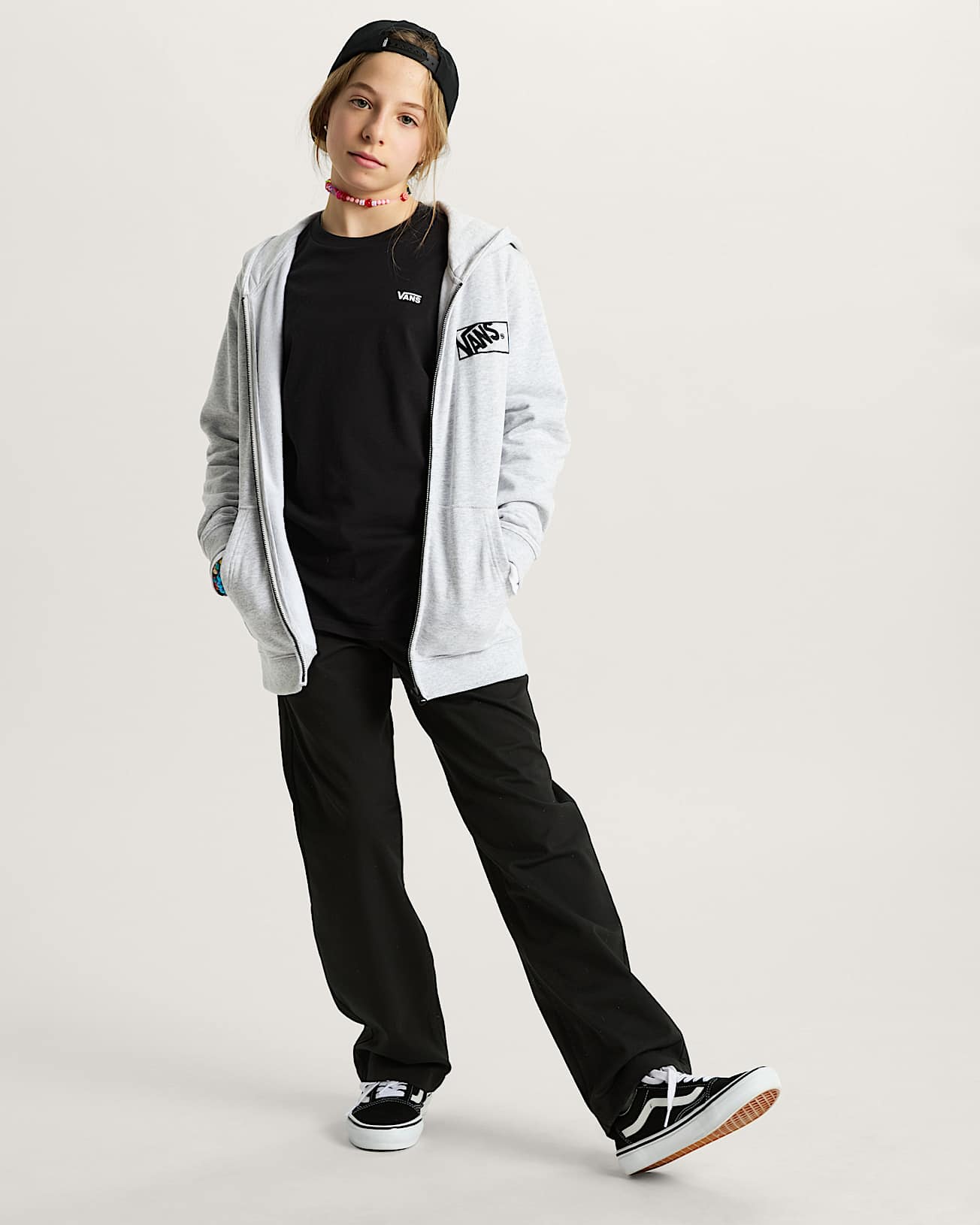 Sweat  capuche zipp By Blocked Box Enfant 814 ans VANS Gris ALT10