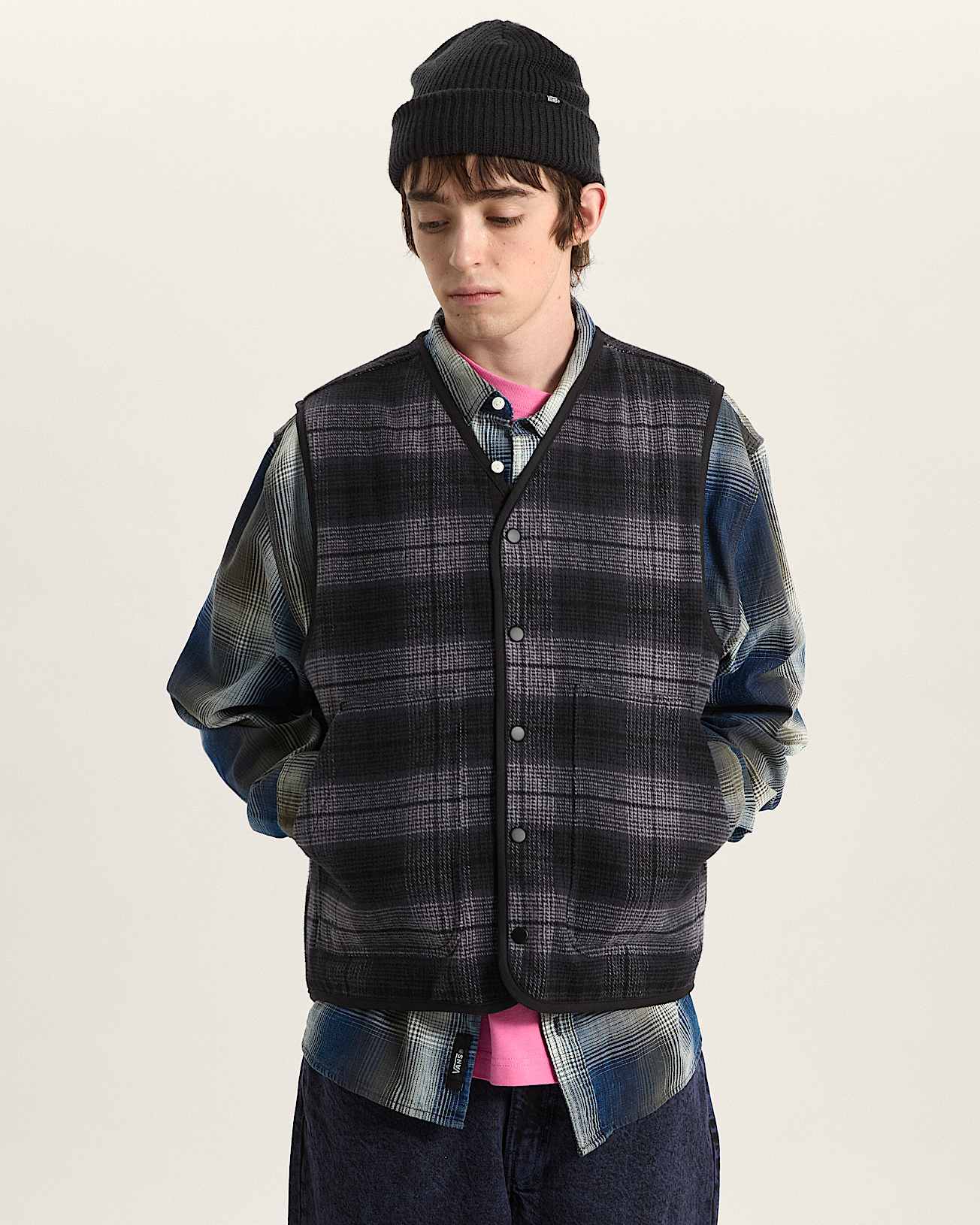 Plaid Homecoming Vest Asphalt VANS Gris ALT2