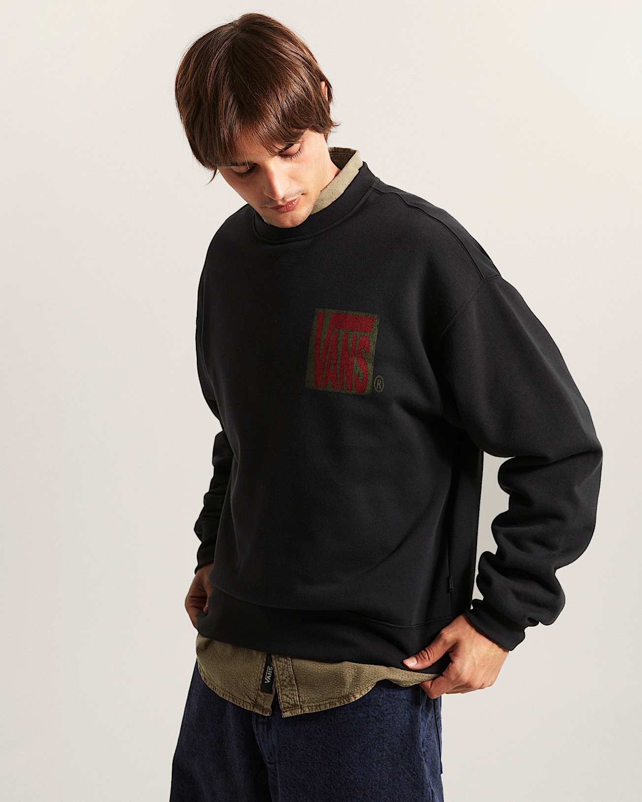 Sweatshirt Stretch Stack Crackle Crew VANS Noir ALT2