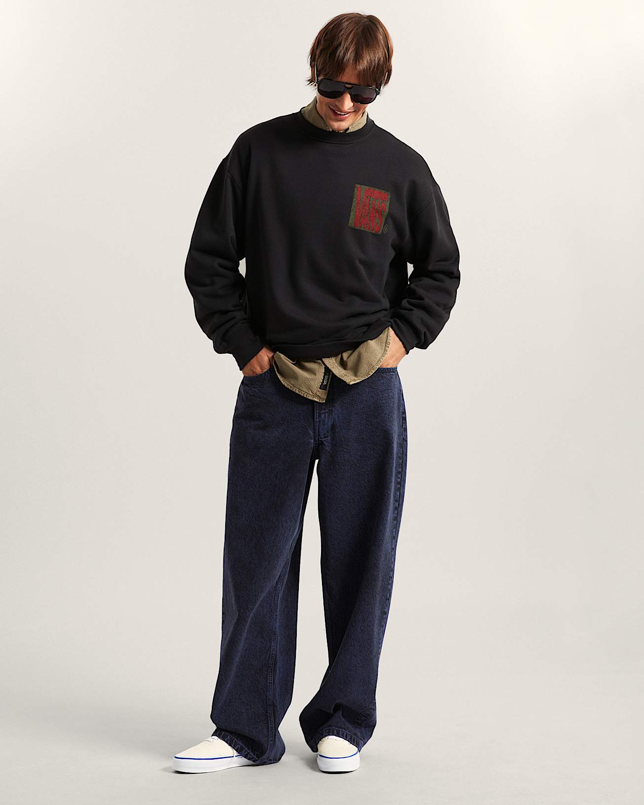 Sweatshirt Stretch Stack Crackle Crew VANS Noir ALT5