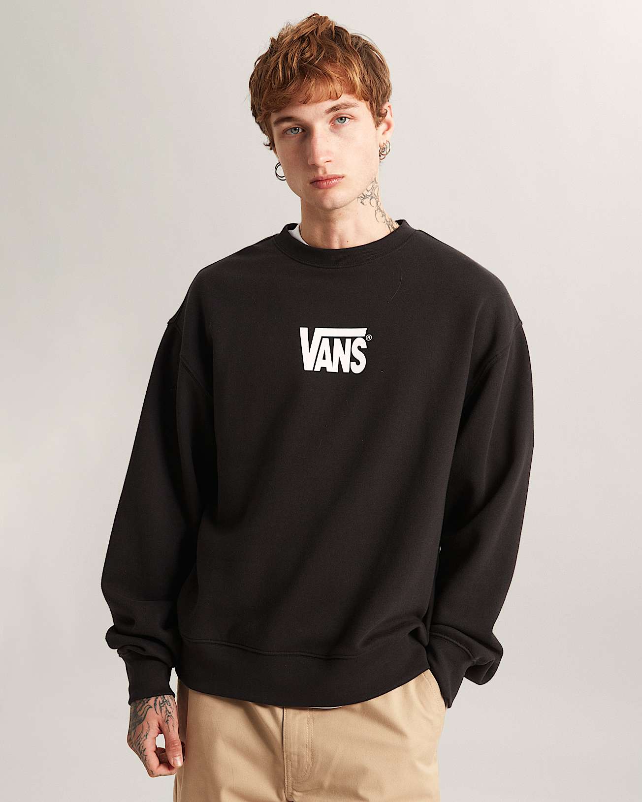 StretchSweatshirt mit Rundhalsausschnitt und Logo VANS Schwarz ALT2