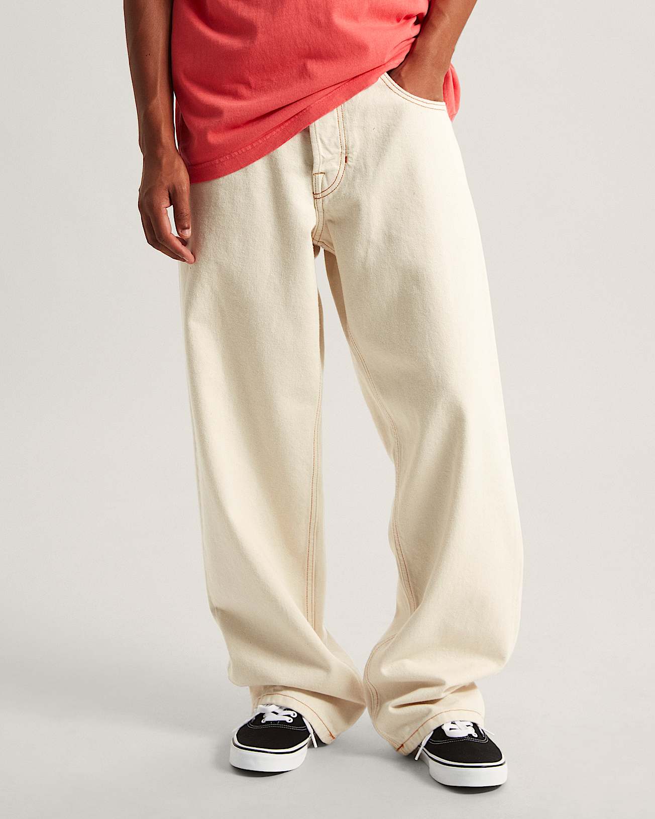 Premium Check5 Loose Denim Trousers VANS White ALT2