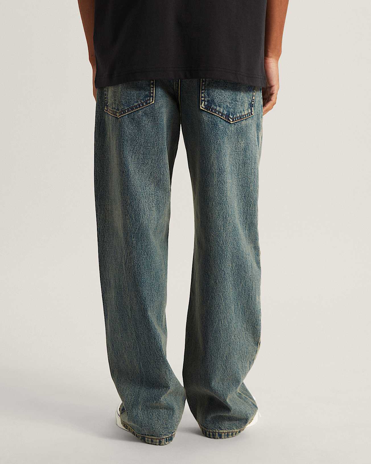LX Check5 Loose Denim Pants Dirty Wash VANS Blue ALT3