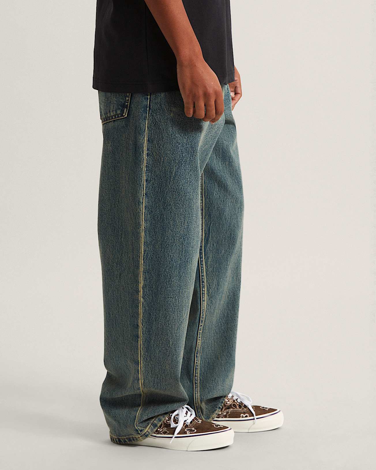 LX Check5 Loose Denim Pants Dirty Wash VANS Blue ALT4