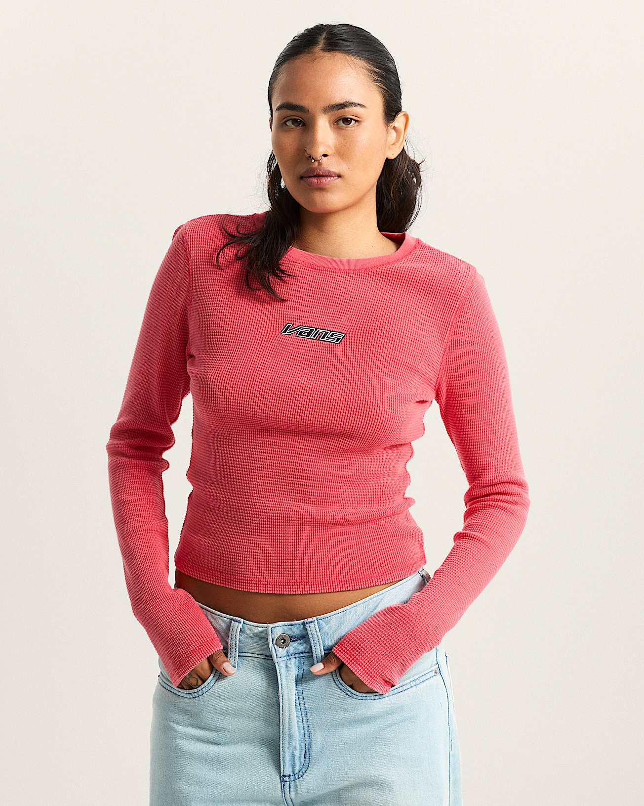 Camisa de manga larga Teri Waffle VANS Rosa ALT2