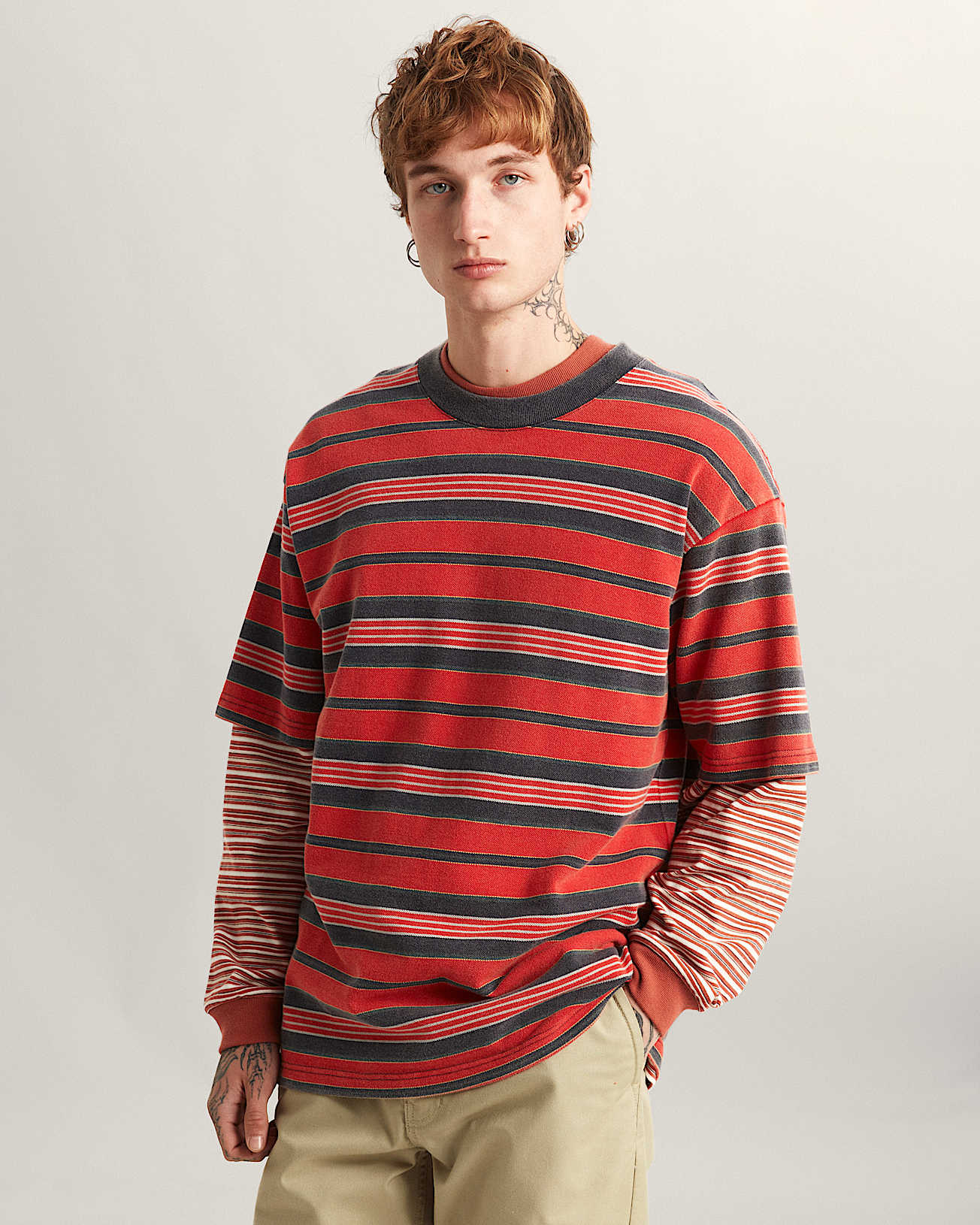 StrickTShirt mit PiquStreifen VANS Rot ALT3