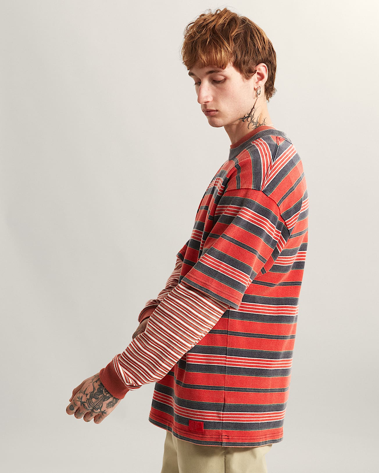 StrickTShirt mit PiquStreifen VANS Rot ALT5