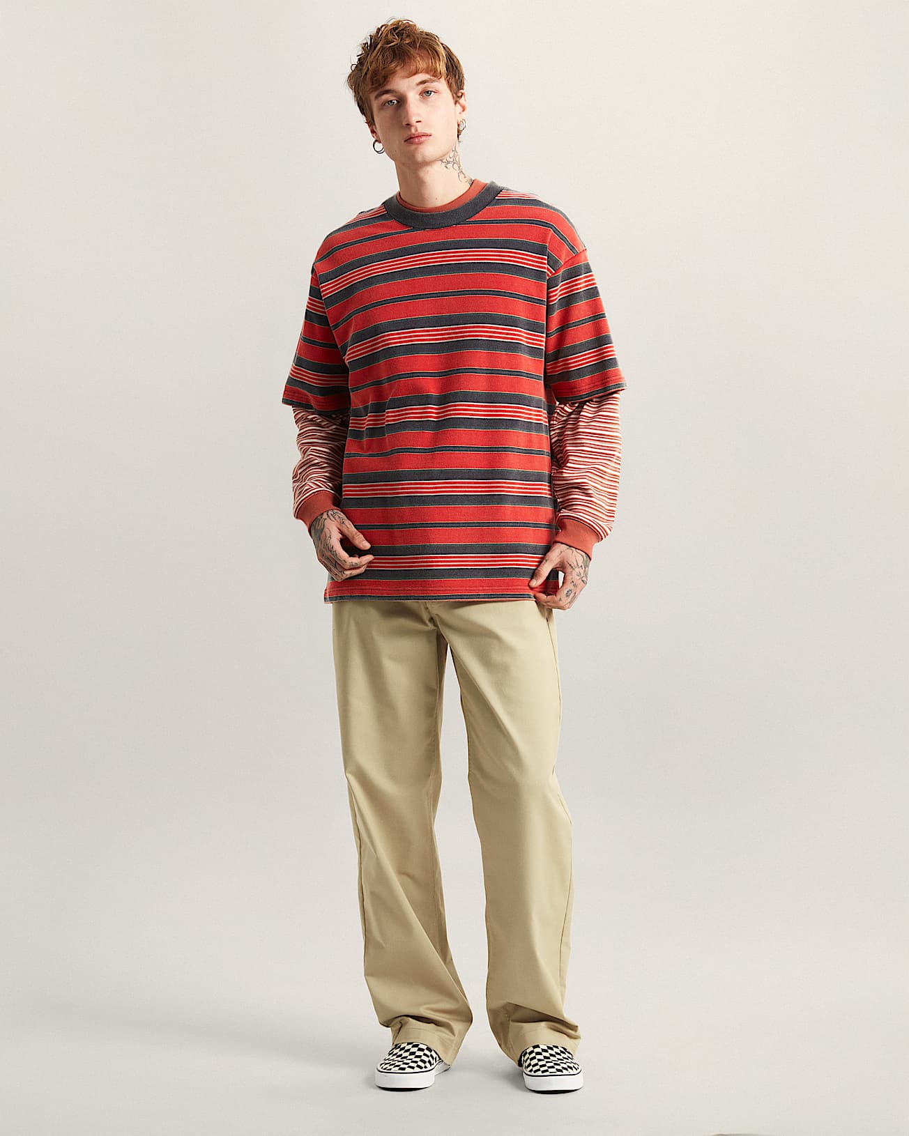 StrickTShirt mit PiquStreifen VANS Rot ALT6