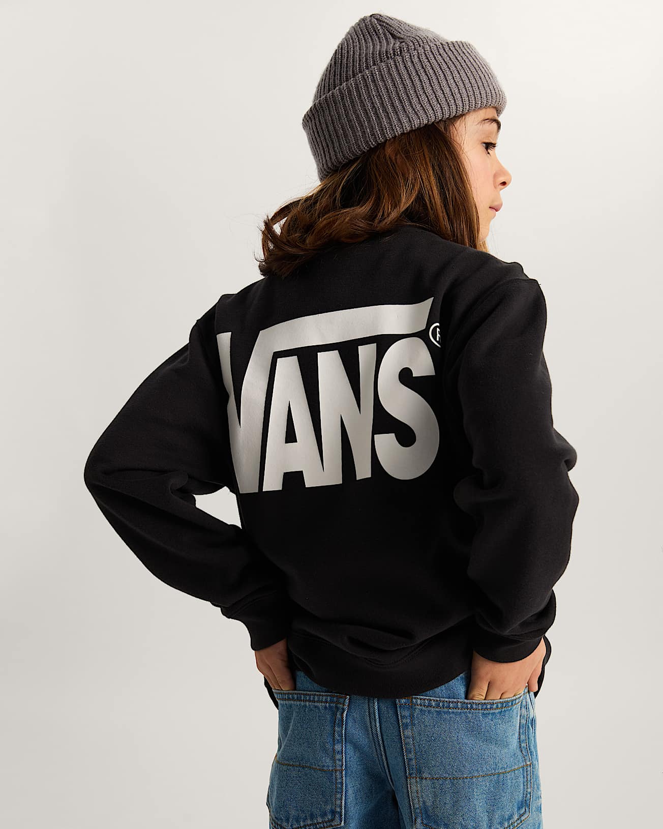 Kinder StretchSweatshirt mit Rundhalsausschnitt und Logo 814 Jahre VANS Schwarz ALT3