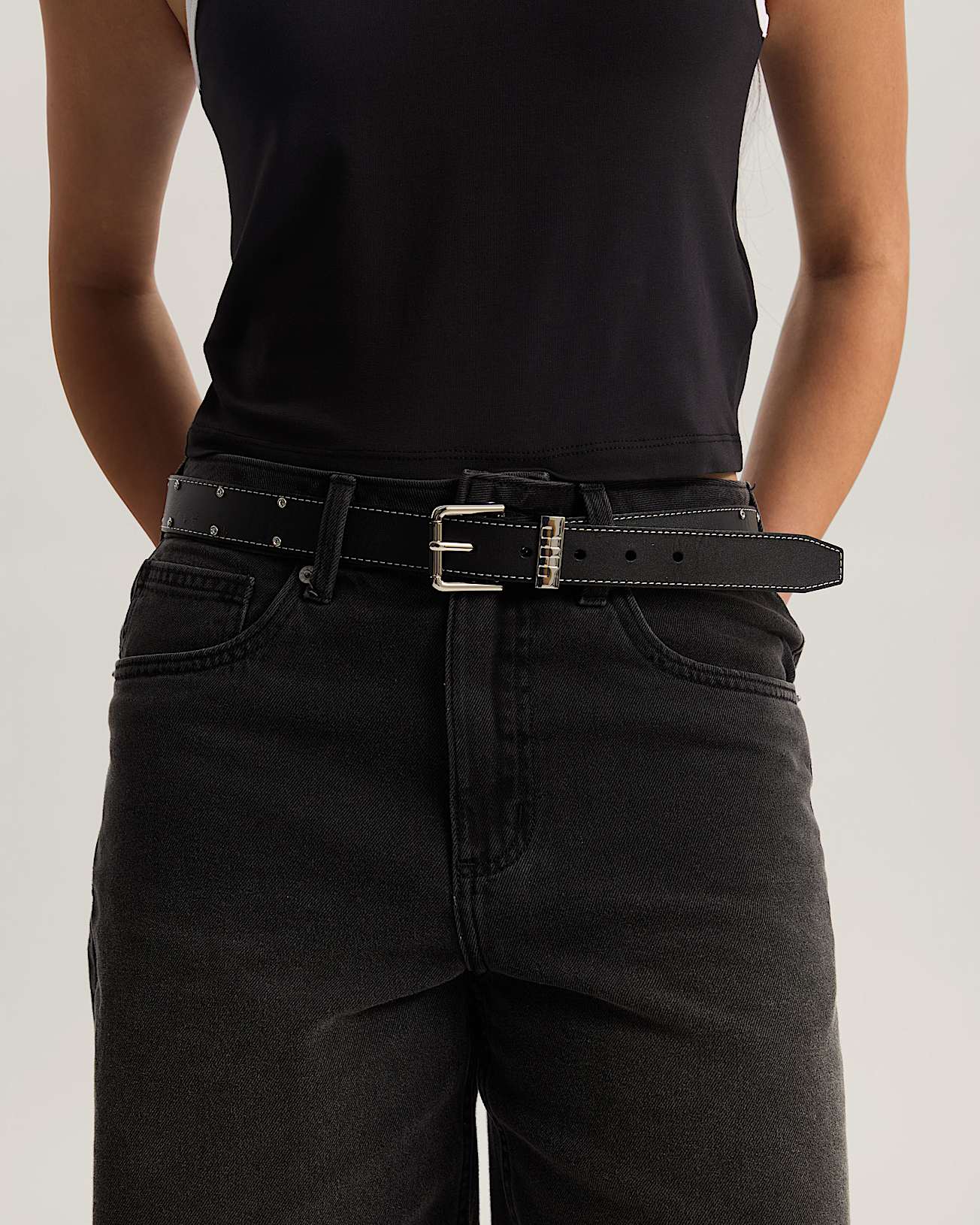 Premium Rhinestone Belt VANS Black ALT3