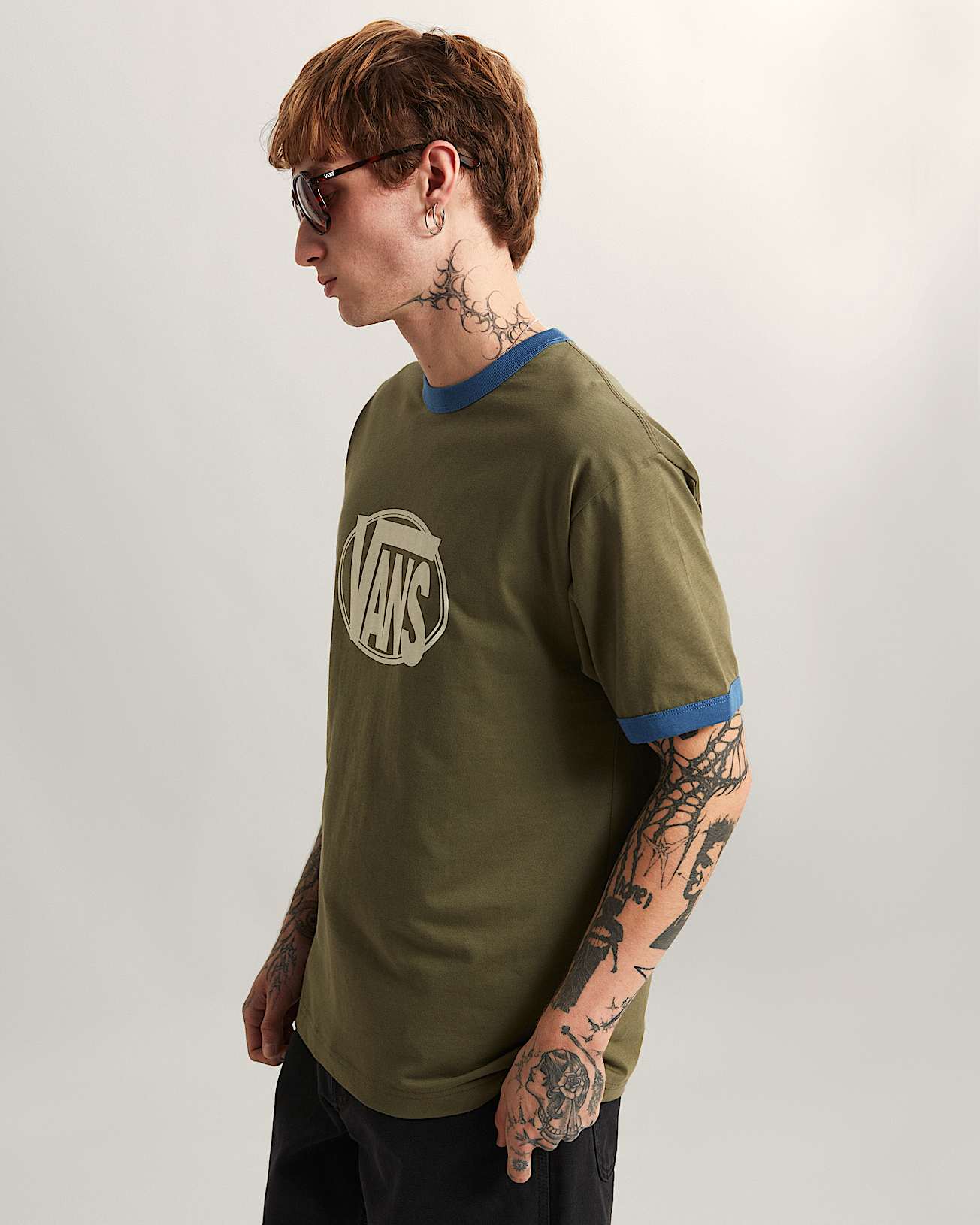 Tshirt CENTER CHEST RINGER VANS Vert ALT4