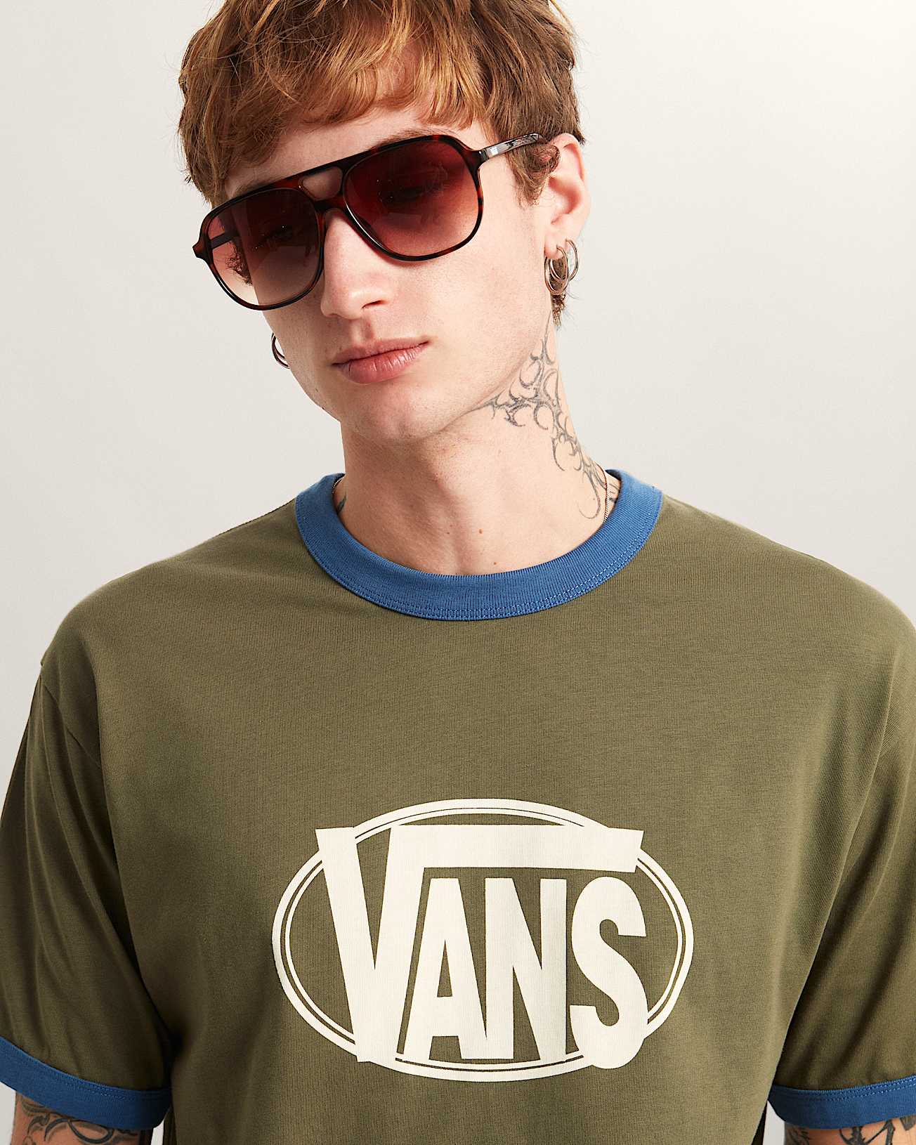 Tshirt CENTER CHEST RINGER VANS Vert ALT6