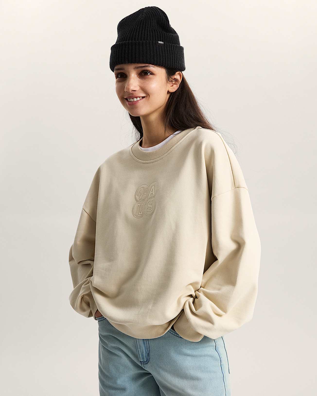 Ellipse Retro Tee met ronde hals VANS Beige ALT2