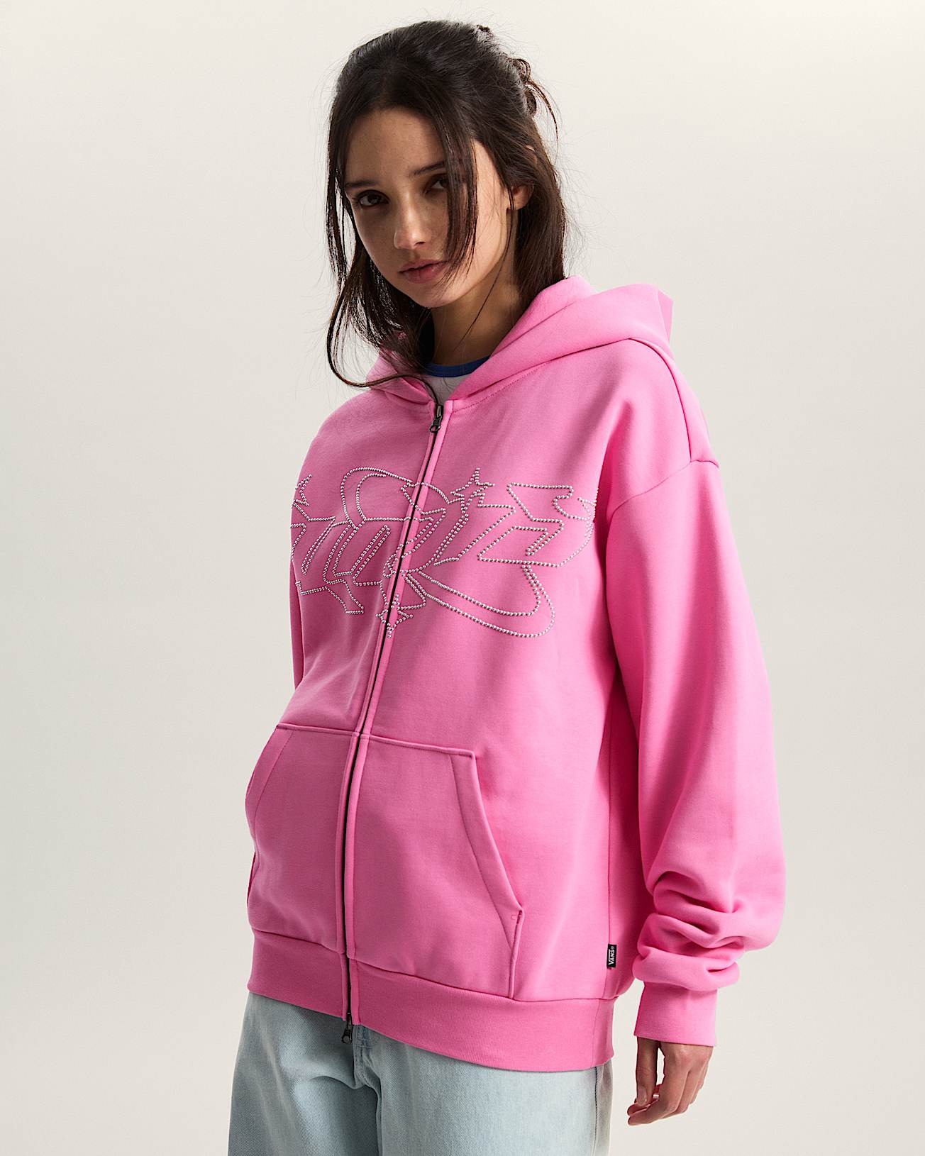 Sweat  capuche zipp Y2K Star VANS Rose ALT2
