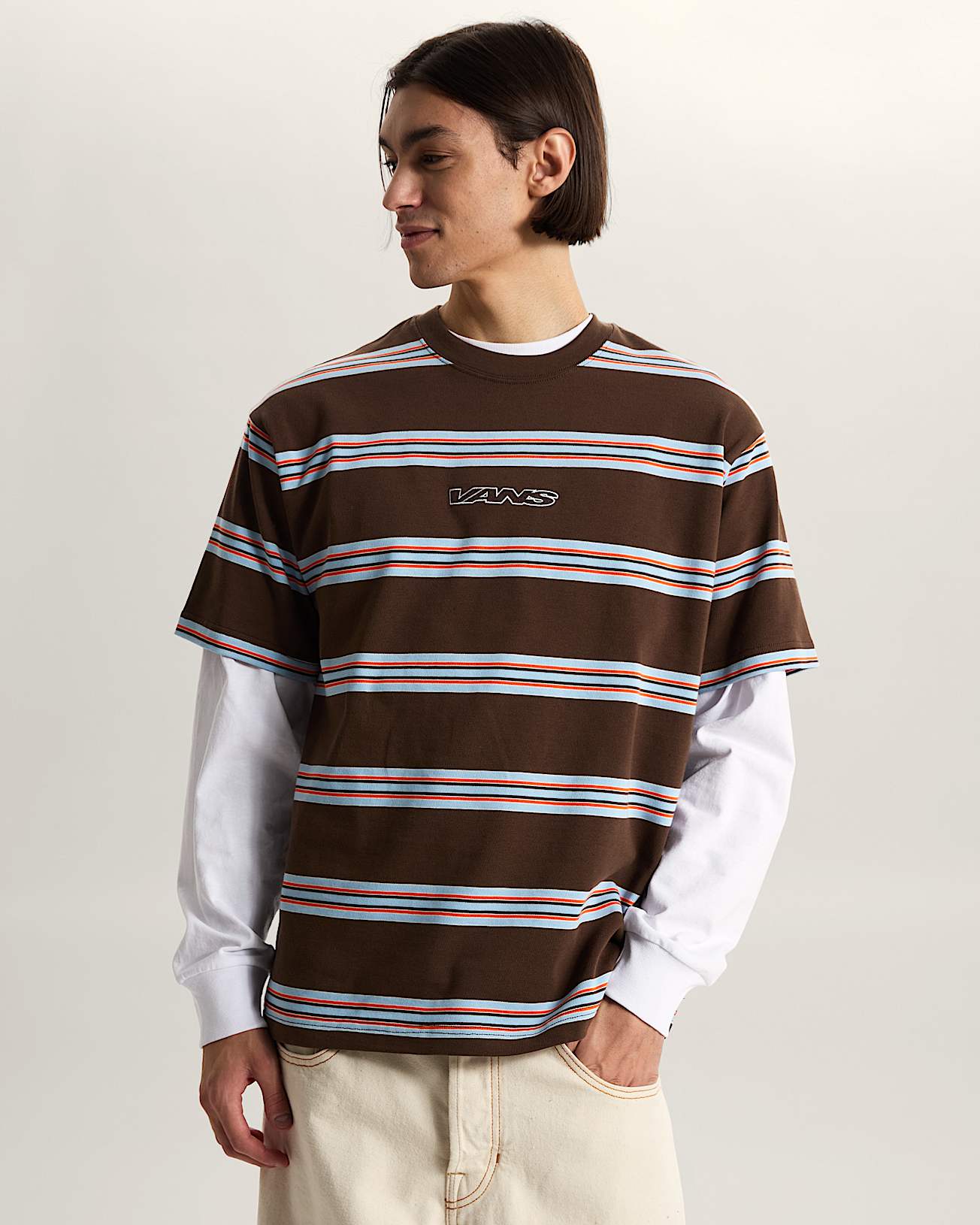 Tshirt Mesa Stripe VANS Marron ALT2
