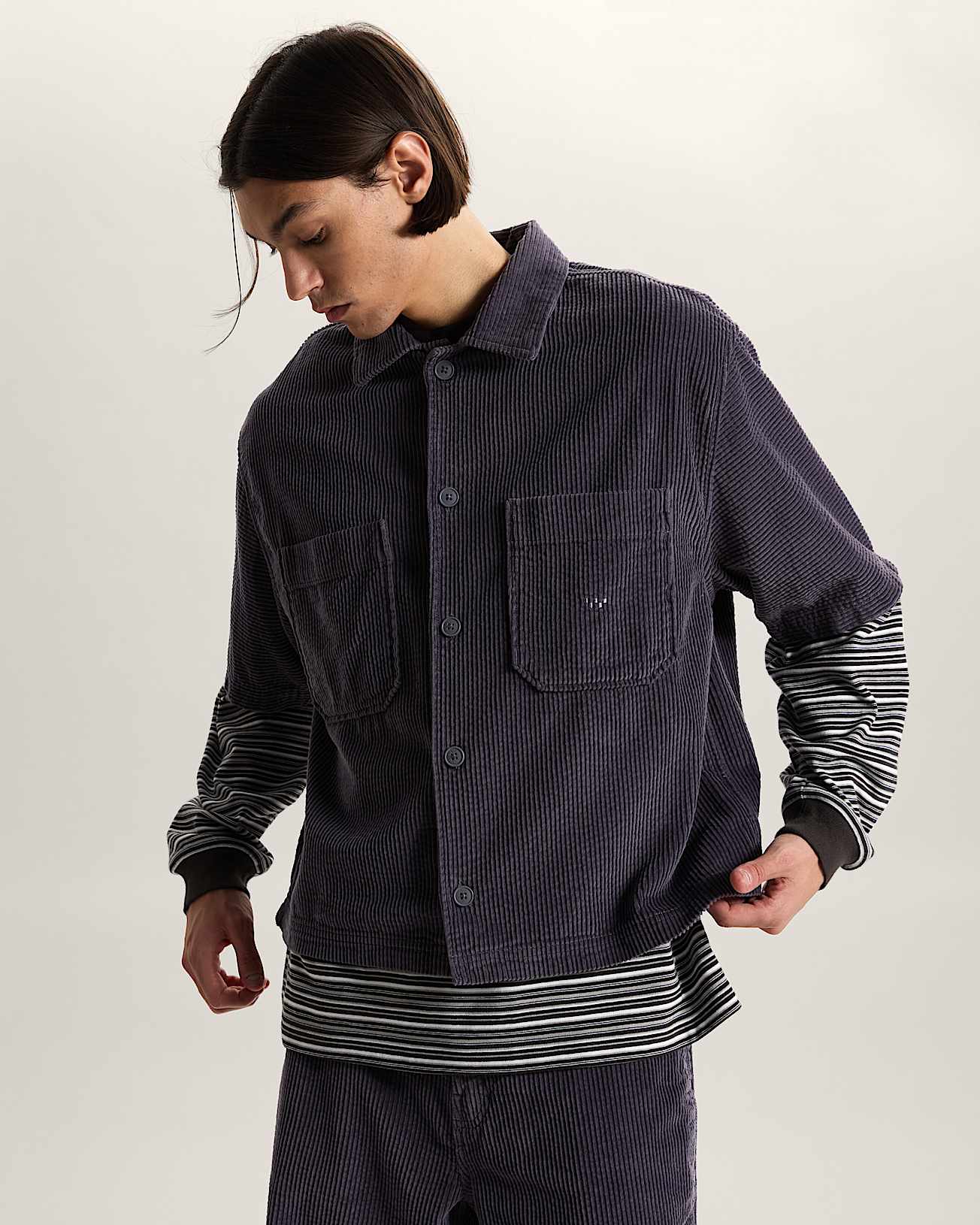 Cord Button Up Steel Shadow VANS Grey ALT2
