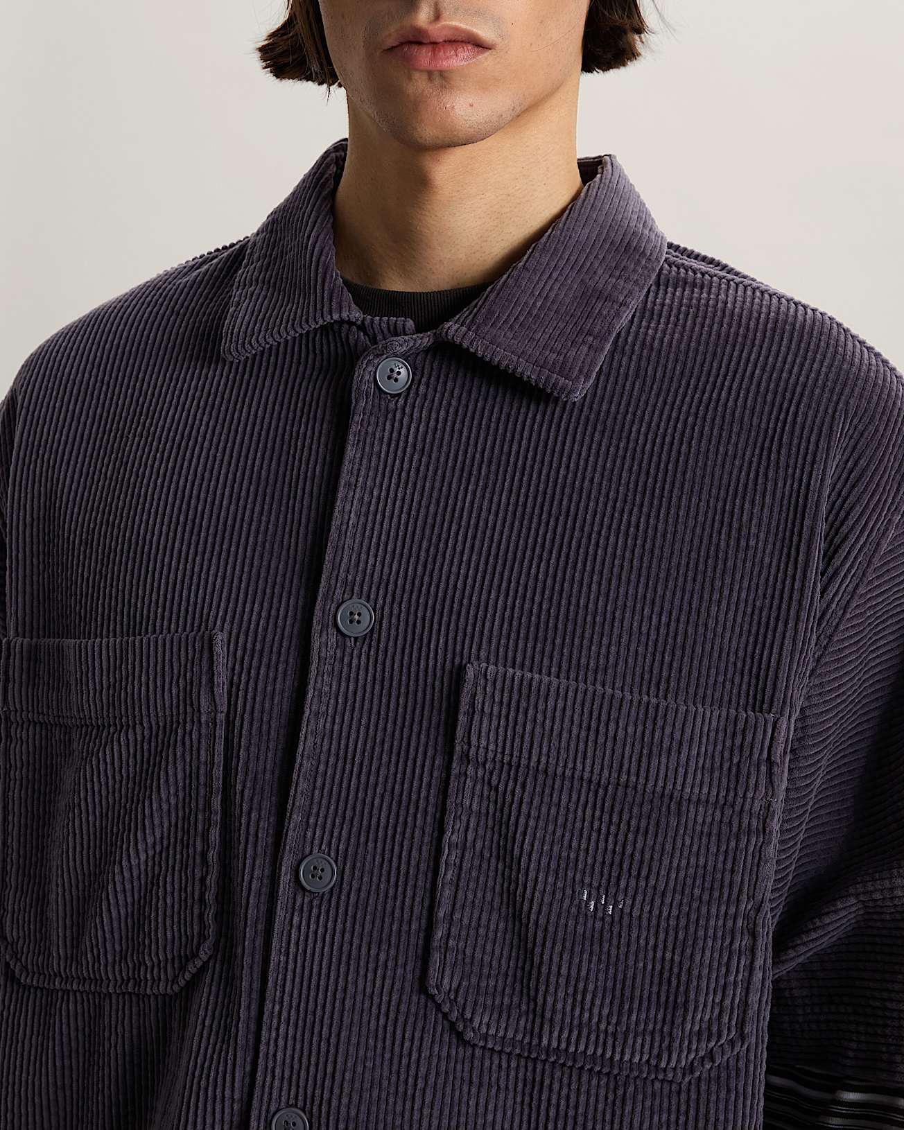 Premium Button Up Hemd aus Cord VANS Grau ALT5