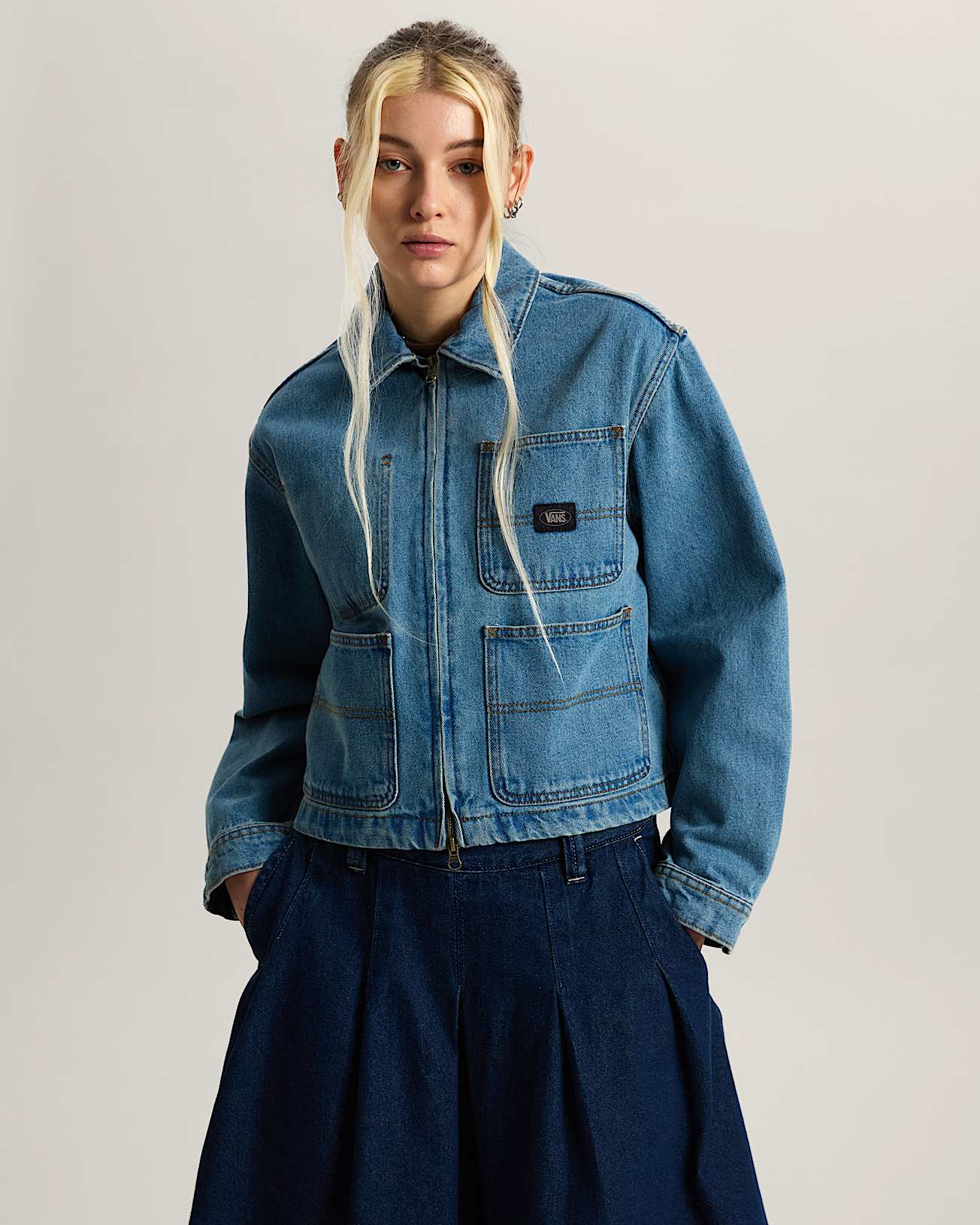 Emily Boxy Work Wear Jacket VANS Blue ALT2