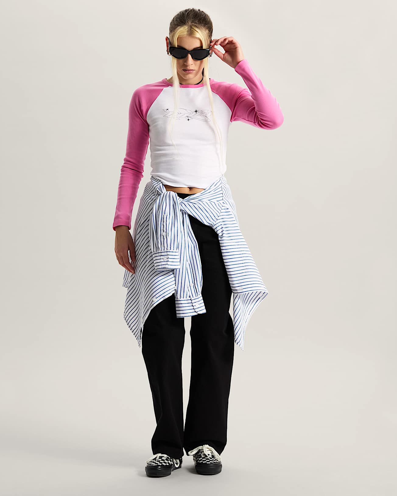 Y2K Star Raglan Long Sleeve TShirt VANS Pink ALT4