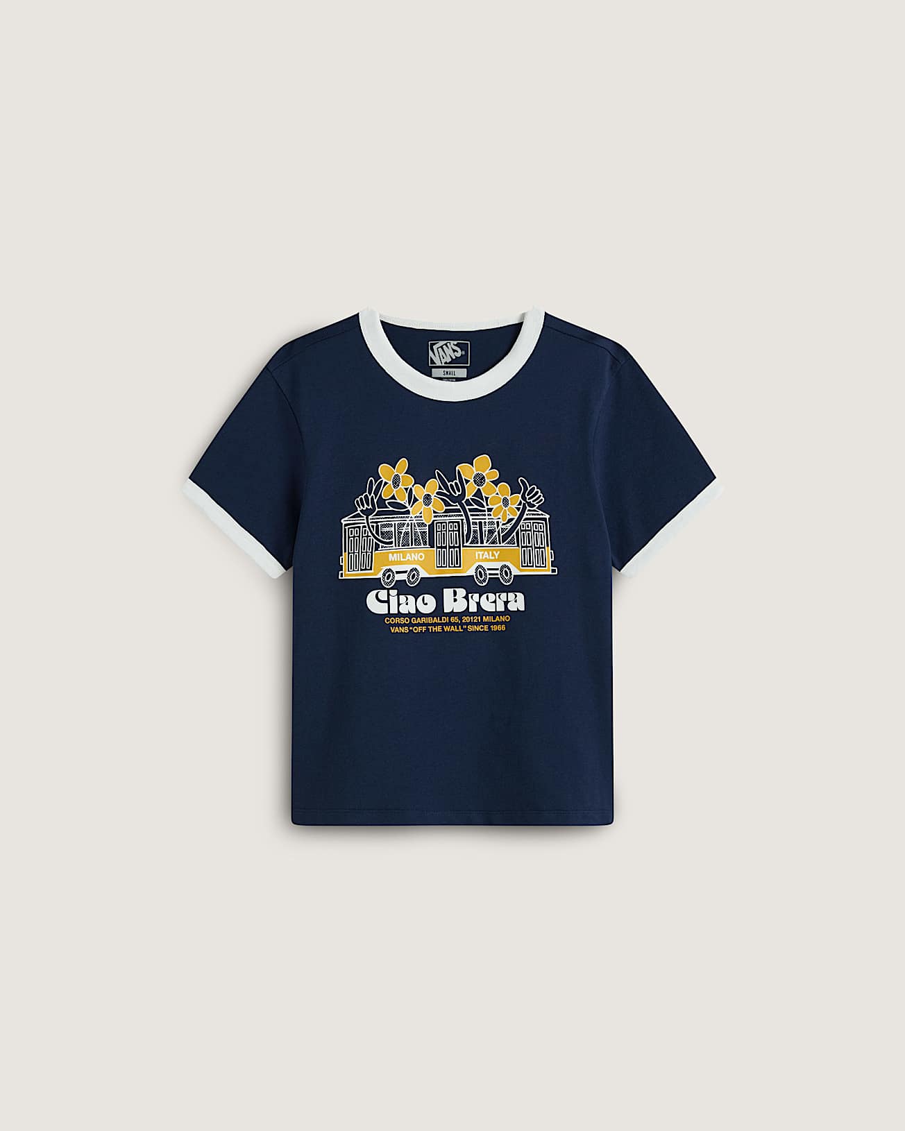 Tshirt Milano Ciao Brera Ringer VANS BleuBlanc HERO