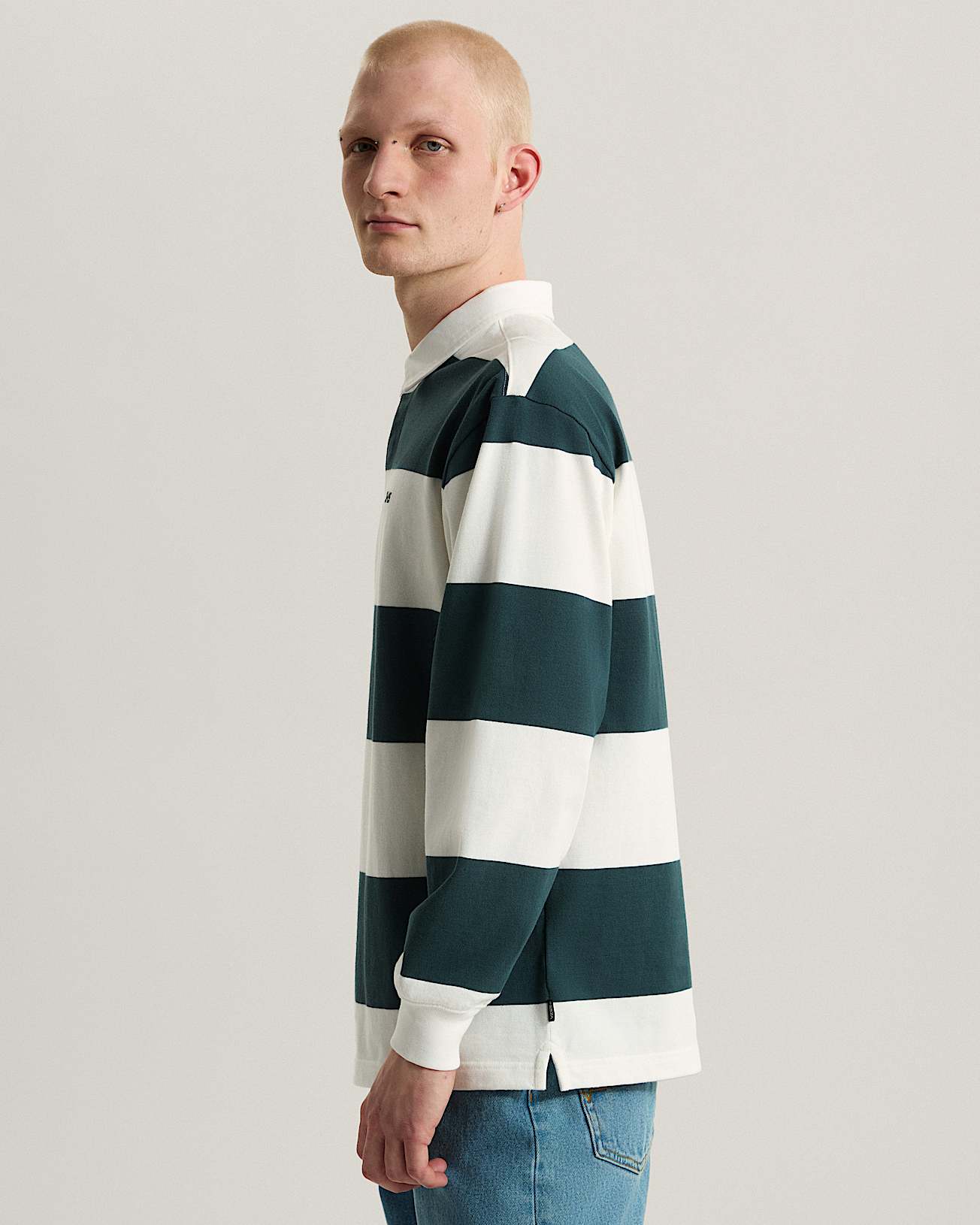Ward Stripe Rugby Knit MarshmallowMysticMoss VANS Green ALT4