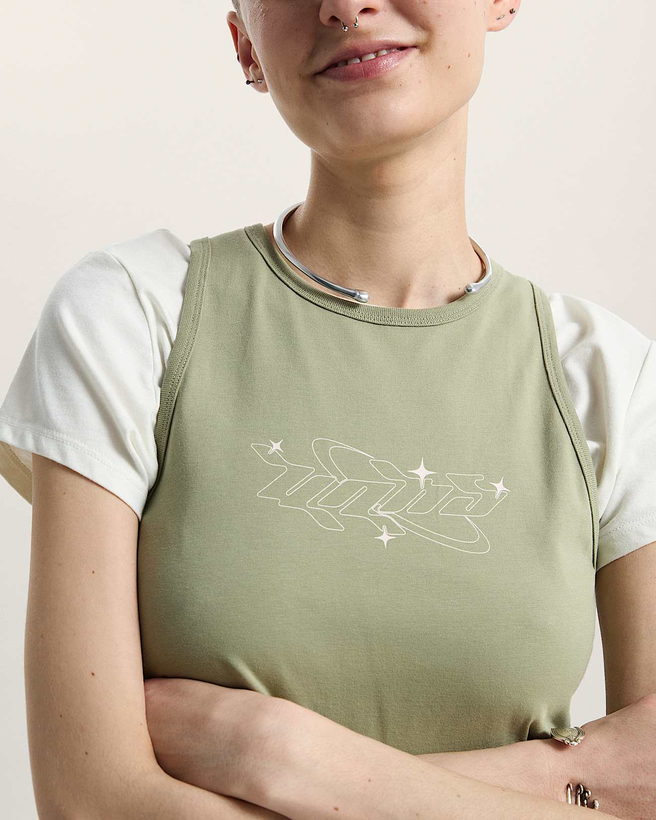 Y2K Star Tanktop VANS Beige ALT5