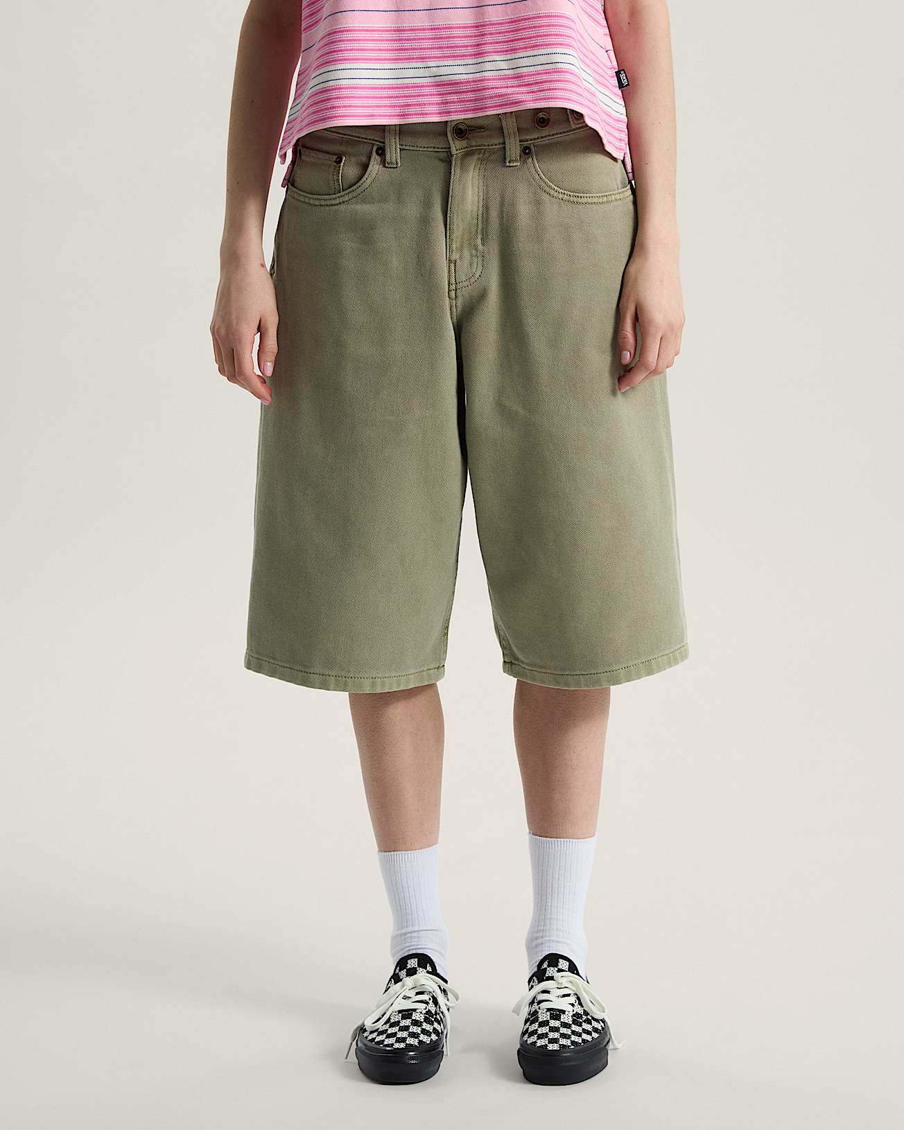 Cinched Check5 Baggy Shorts VANS Beige ALT2
