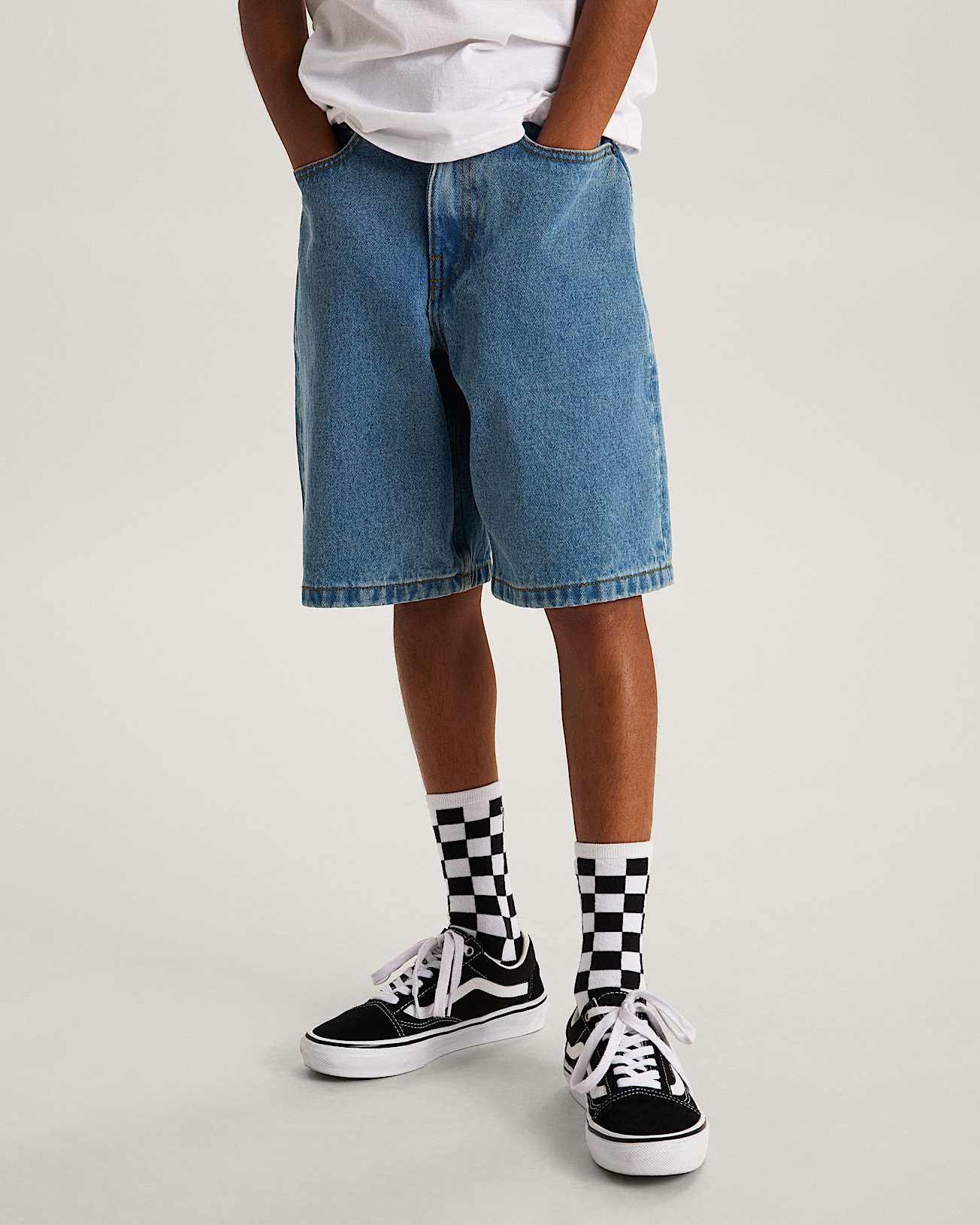 Kids Check5 Baggy Denim Shorts 814 years VANS Blue ALT2