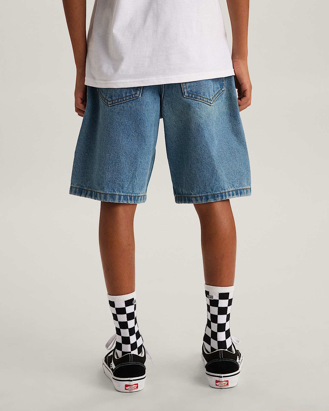 Kids Check5 Baggy Denim Shorts 814 years VANS Blue ALT3