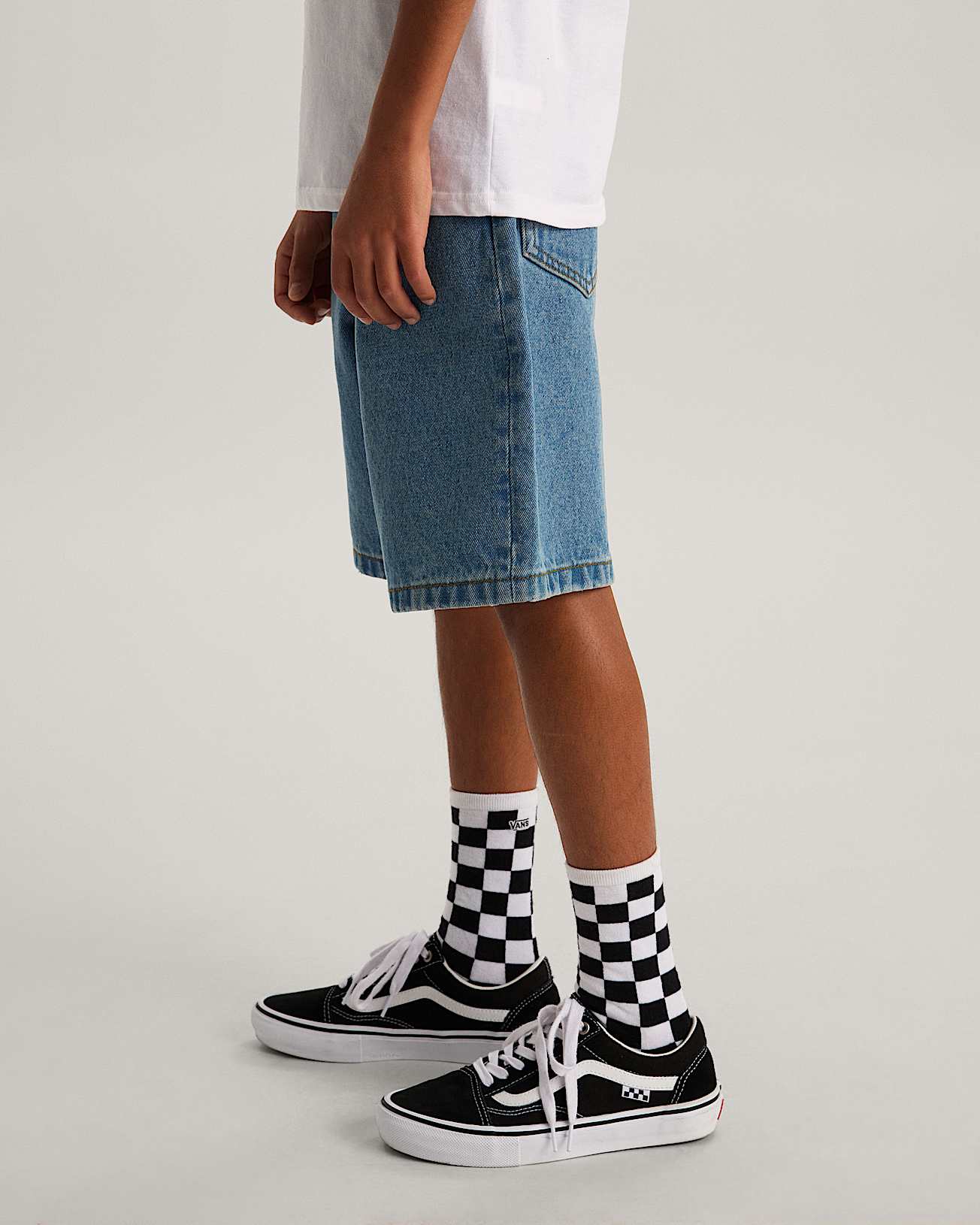 Kids Check5 Baggy Denim Shorts 814 years VANS Blue ALT4