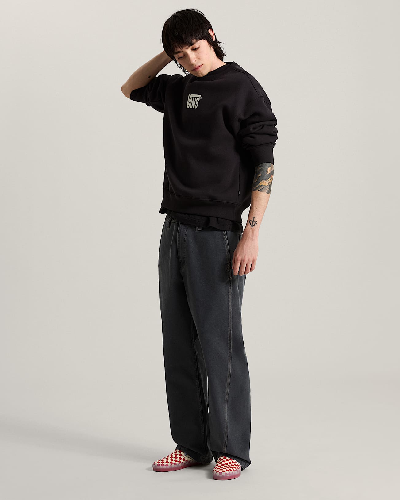 Stretch Logo Crew Sweatshirt VANS Black ALT5
