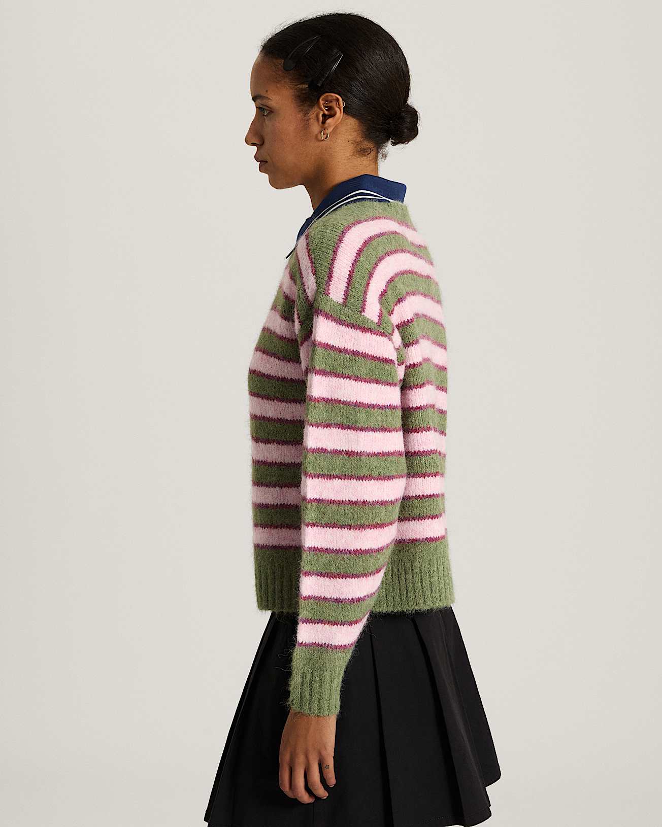 Rollins Stripe Sweater Green BalsamMystcMlbry VANS GreenPurple ALT4