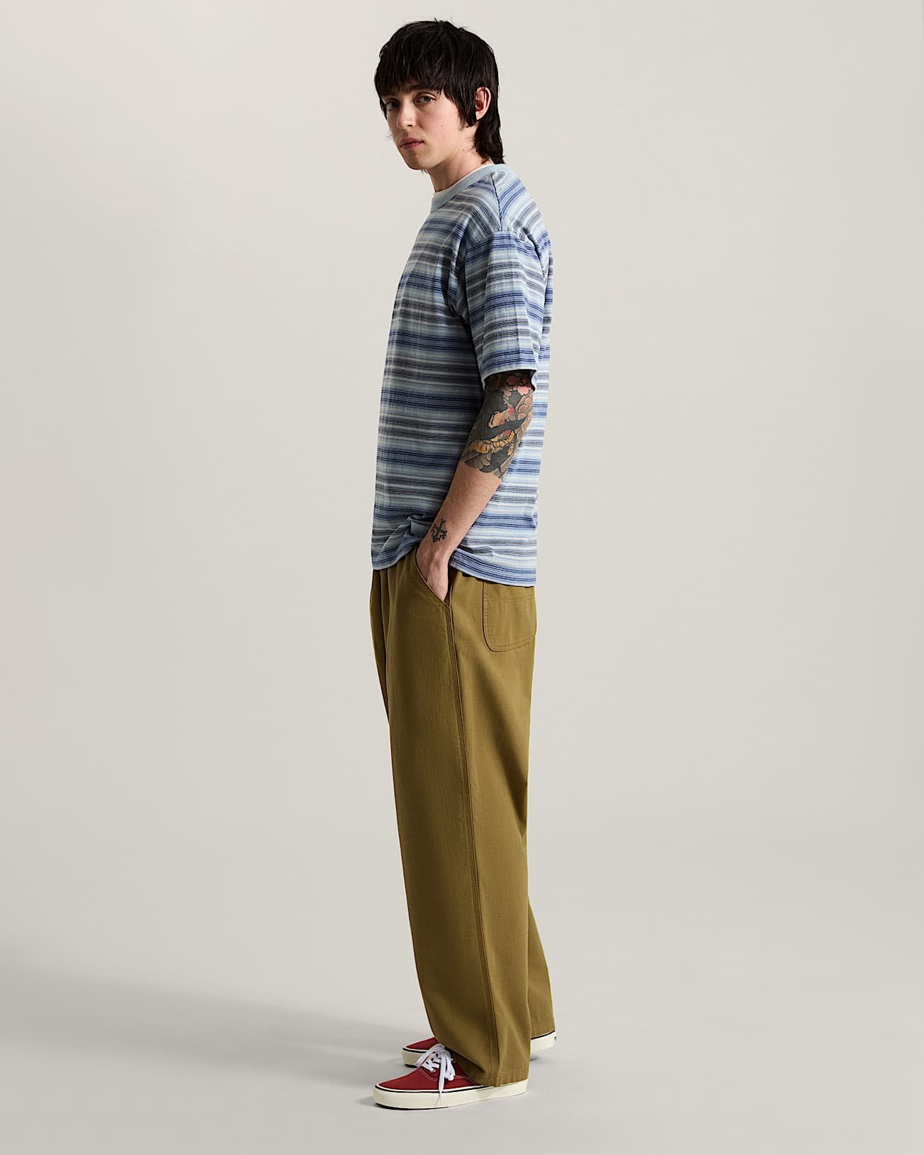 Tshirt Ringer Striped Knit VANS Bleu ALT4