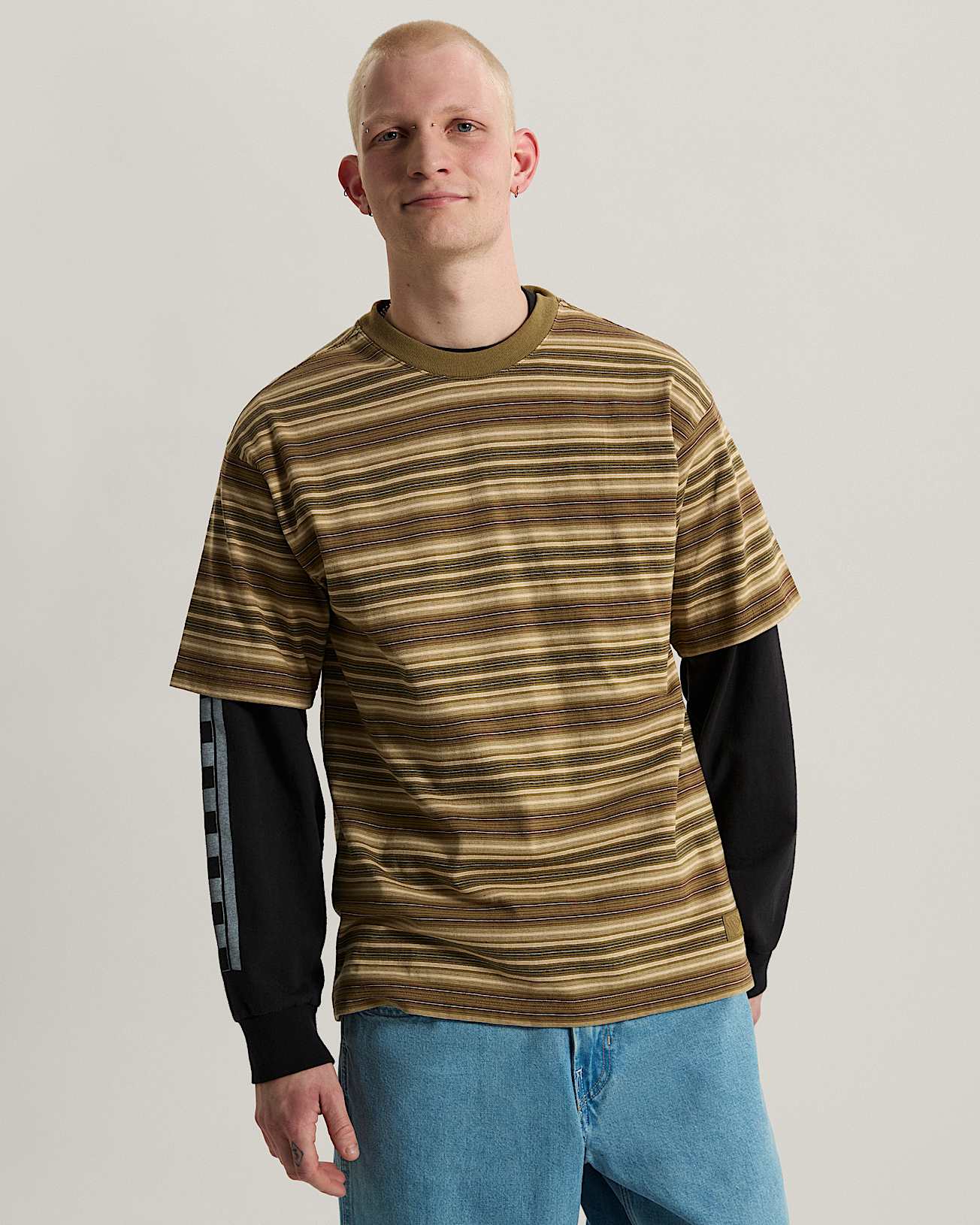 Tshirt Ringer Striped Knit VANS Beige ALT2