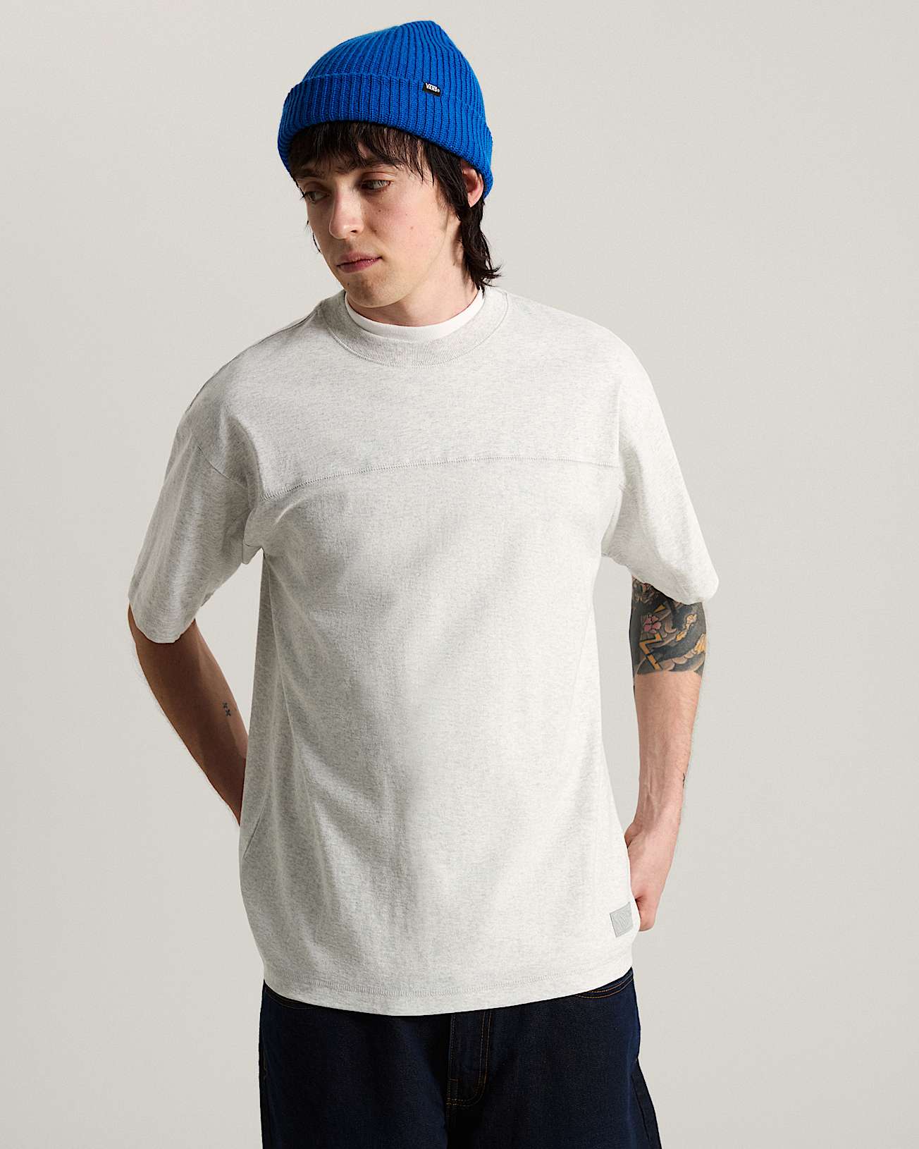 Contrast Stitch Loose Fit SS Tee ASH HEATHER VANS Gris ALT2