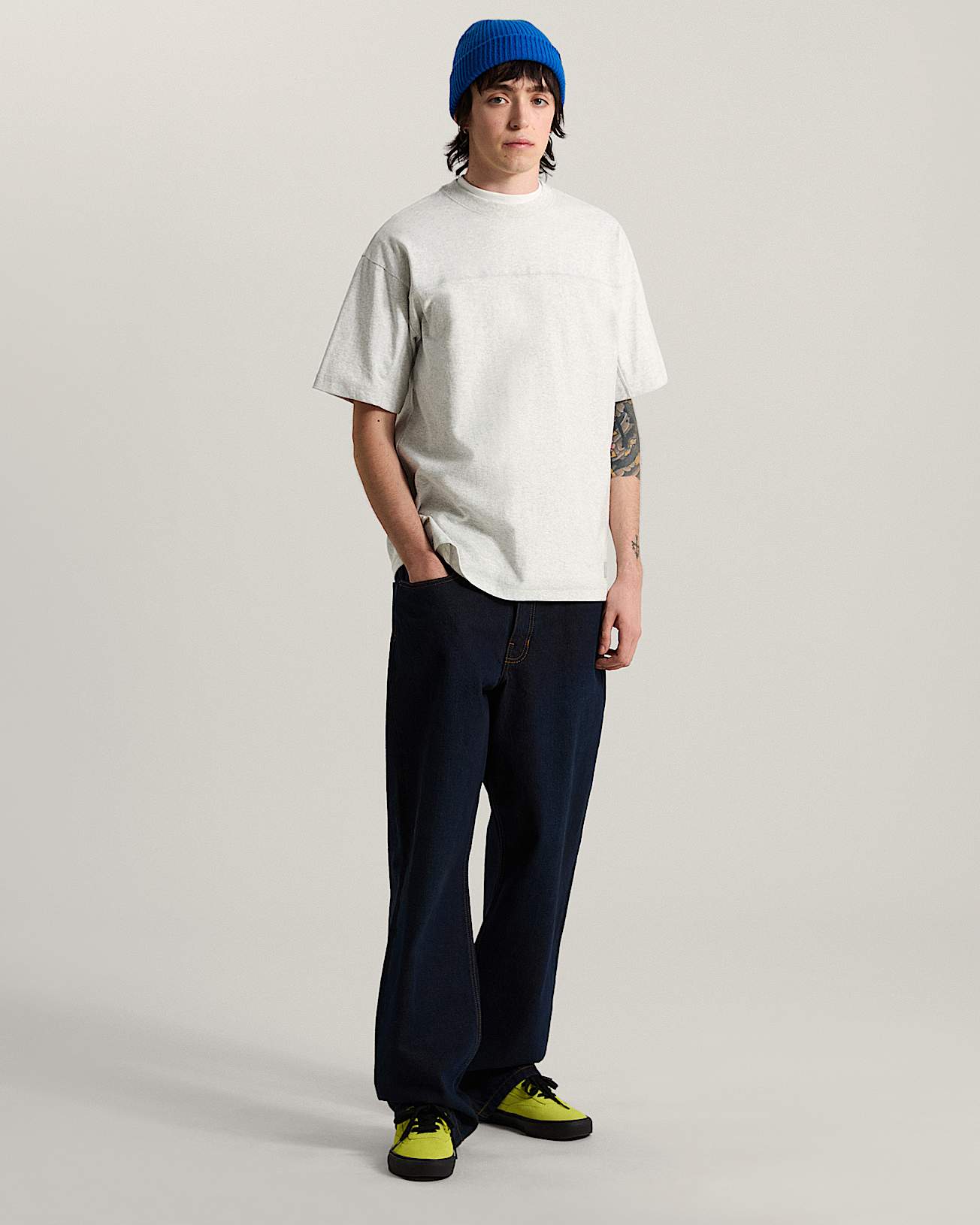 Contrast Stitch Loose Fit SS Tee ASH HEATHER VANS Gris ALT4
