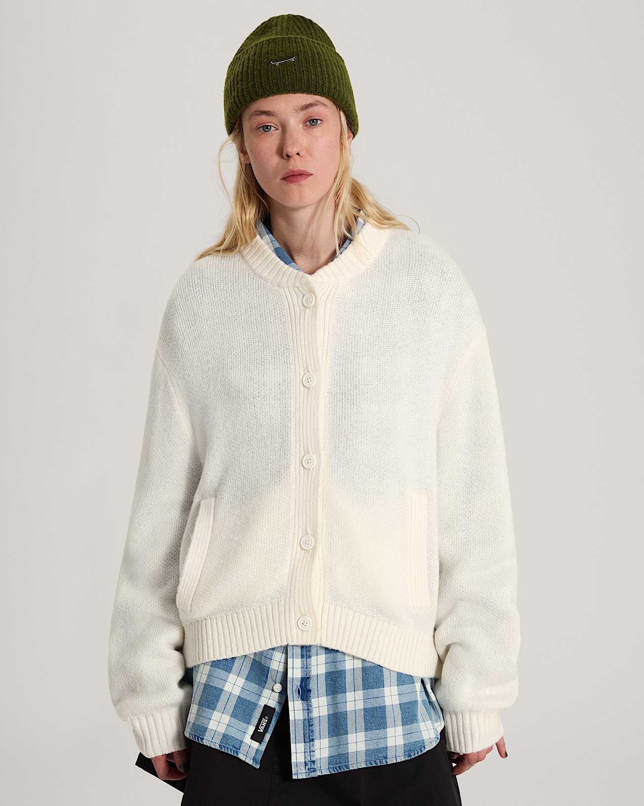 Gilet Teddy Round Neck VANS Blanc ALT2